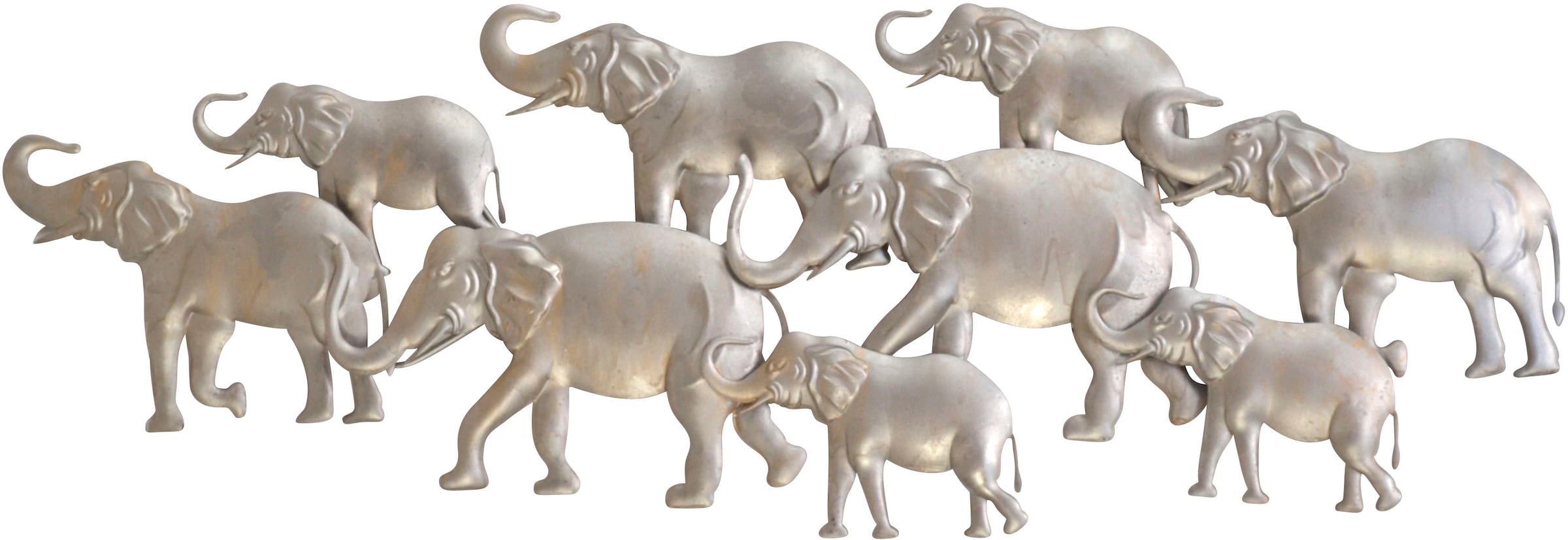 Wanddekoobjekt »Elefantenfamilie, silber«
