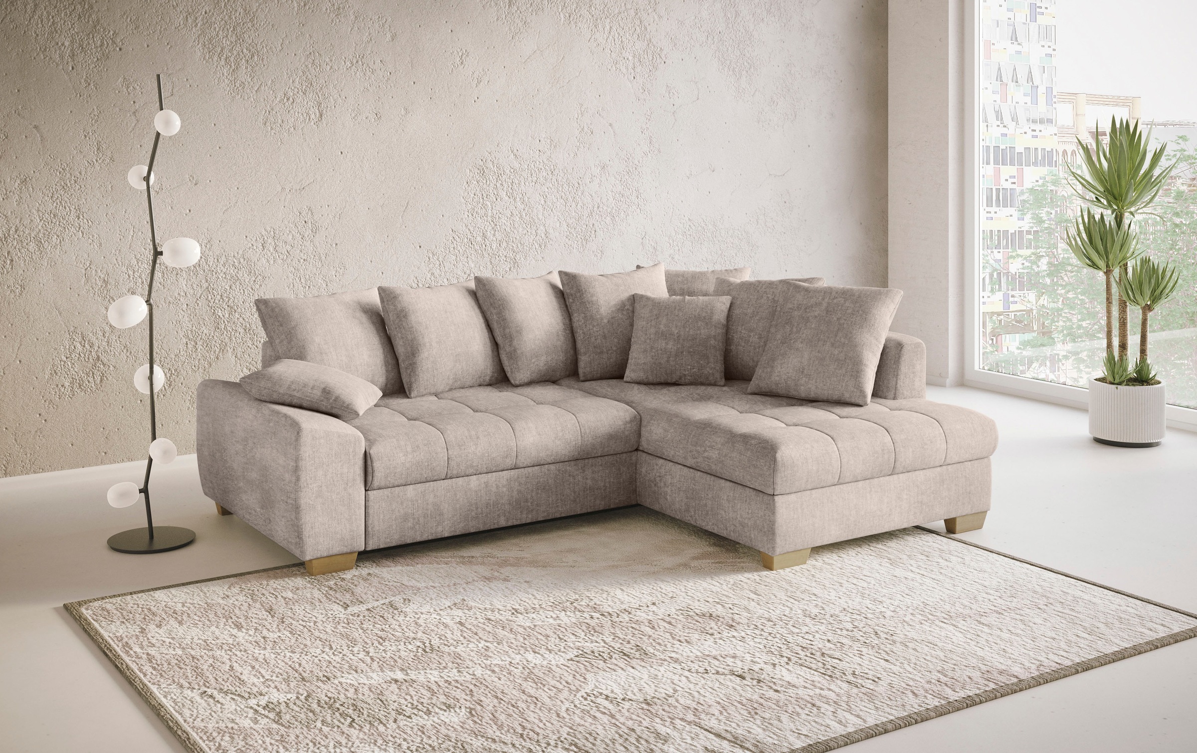 Mr. Couch Ecksofa »Nikita II, L-Form, bis 140kg pro Sitzplatz belastbar«, mit Kaltschaumpolsterung, wahlweise mit Bett und Bettkasten