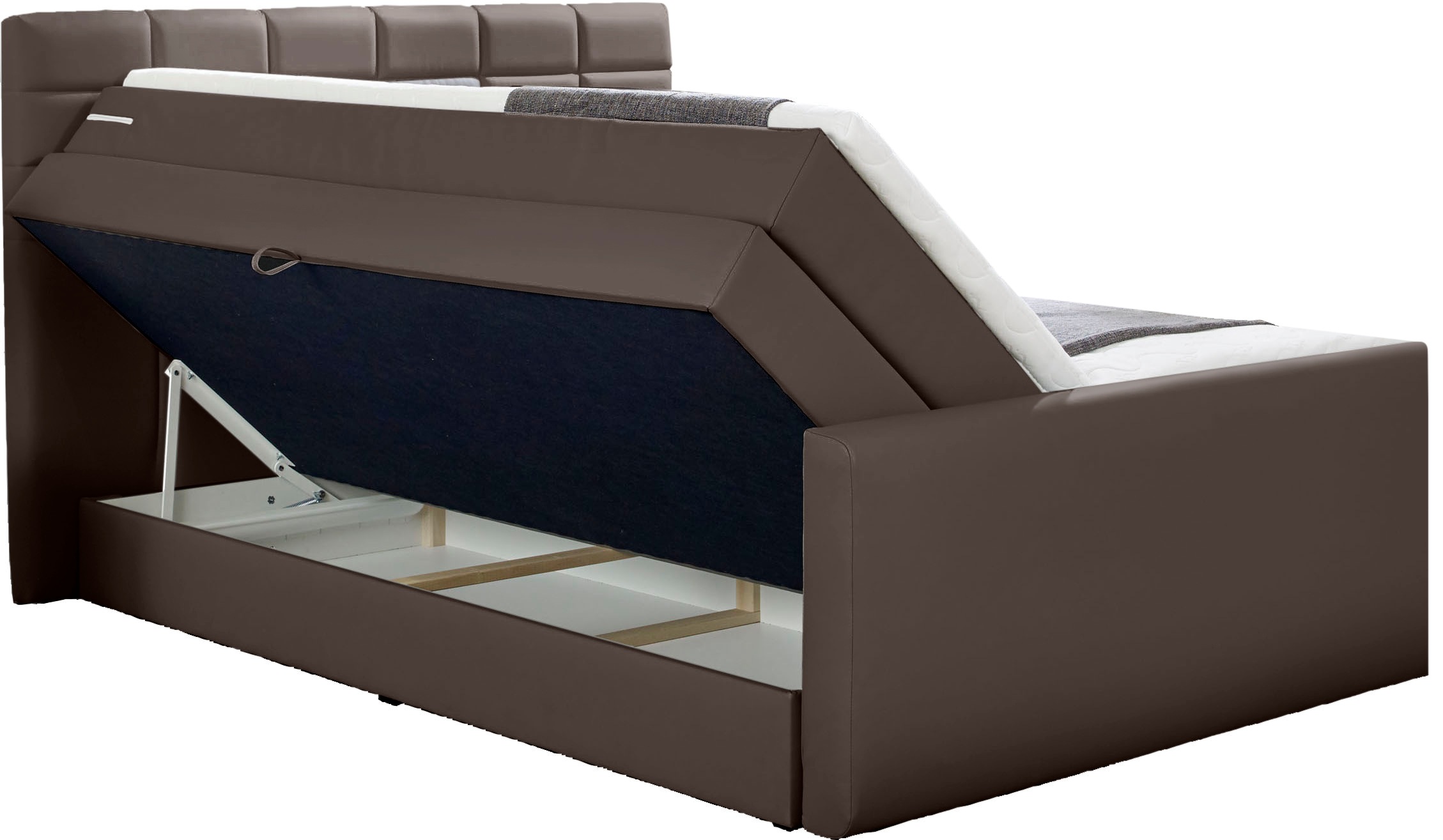 INOSIGN Boxspringbett »Lethbridge«, inkl. Bettkasten und Topper, zwei Matratzenarten in H2