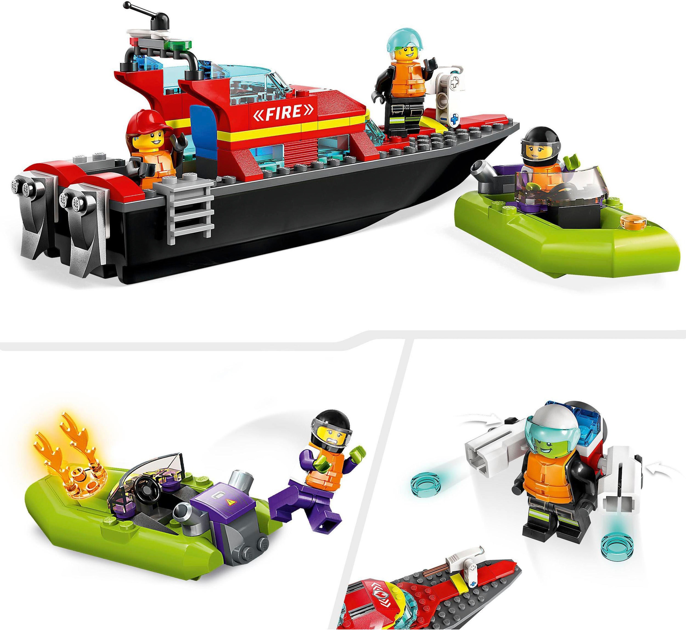 LEGO® Konstruktionsspielsteine »Feuerwehrboot (60373), LEGO® City«, (144 St.), Made in Europe