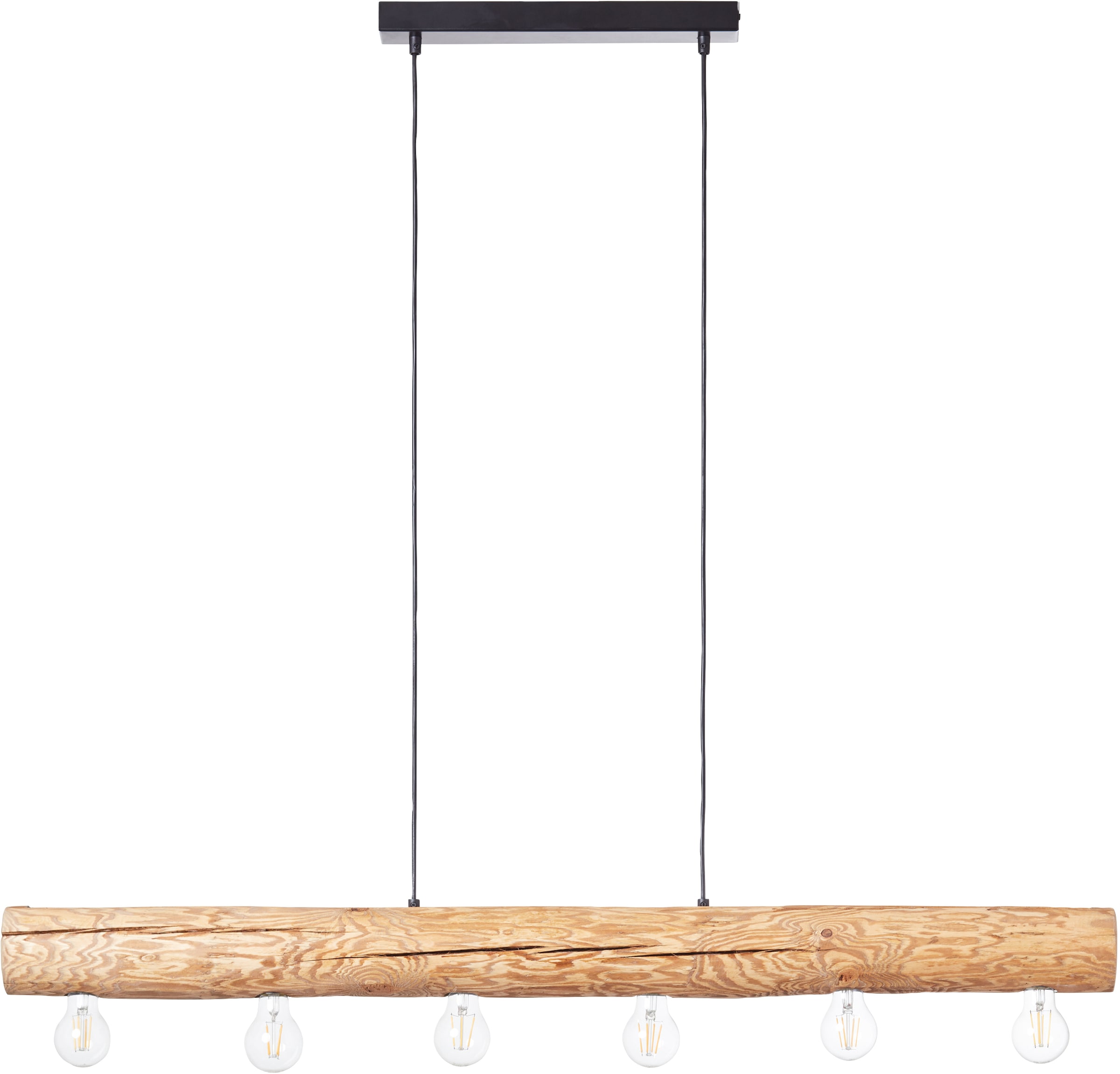 Brilliant Pendelleuchte »Trabo«, 6 flammig, Leuchtmittel E27 ohne Leuchtmittel, 105cm Höhe, 115cm Breite, 6x E27, kürzbar, Holz/Metall, kiefer gebeizt