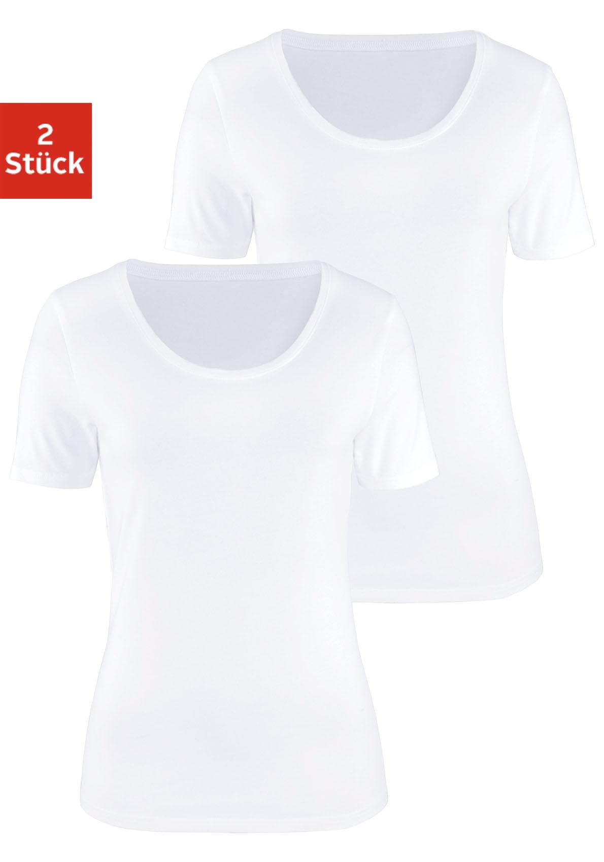 Vivance T-Shirt "aus elastischer Baumwoll-Qualität" 2er-Pack, aus elastischer Baumwoll-Qualität