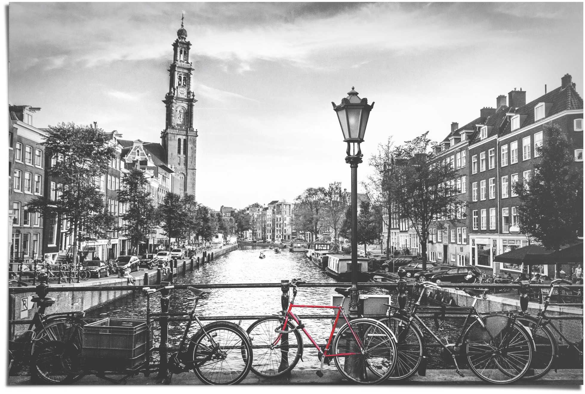 im Shop ❤ - Jelmoli-Online - Stadt Fahrrad Niederlande«, - Reinders! Amsterdam von Poster »Die (1 bestellen Die St.) Grachten Brücke
