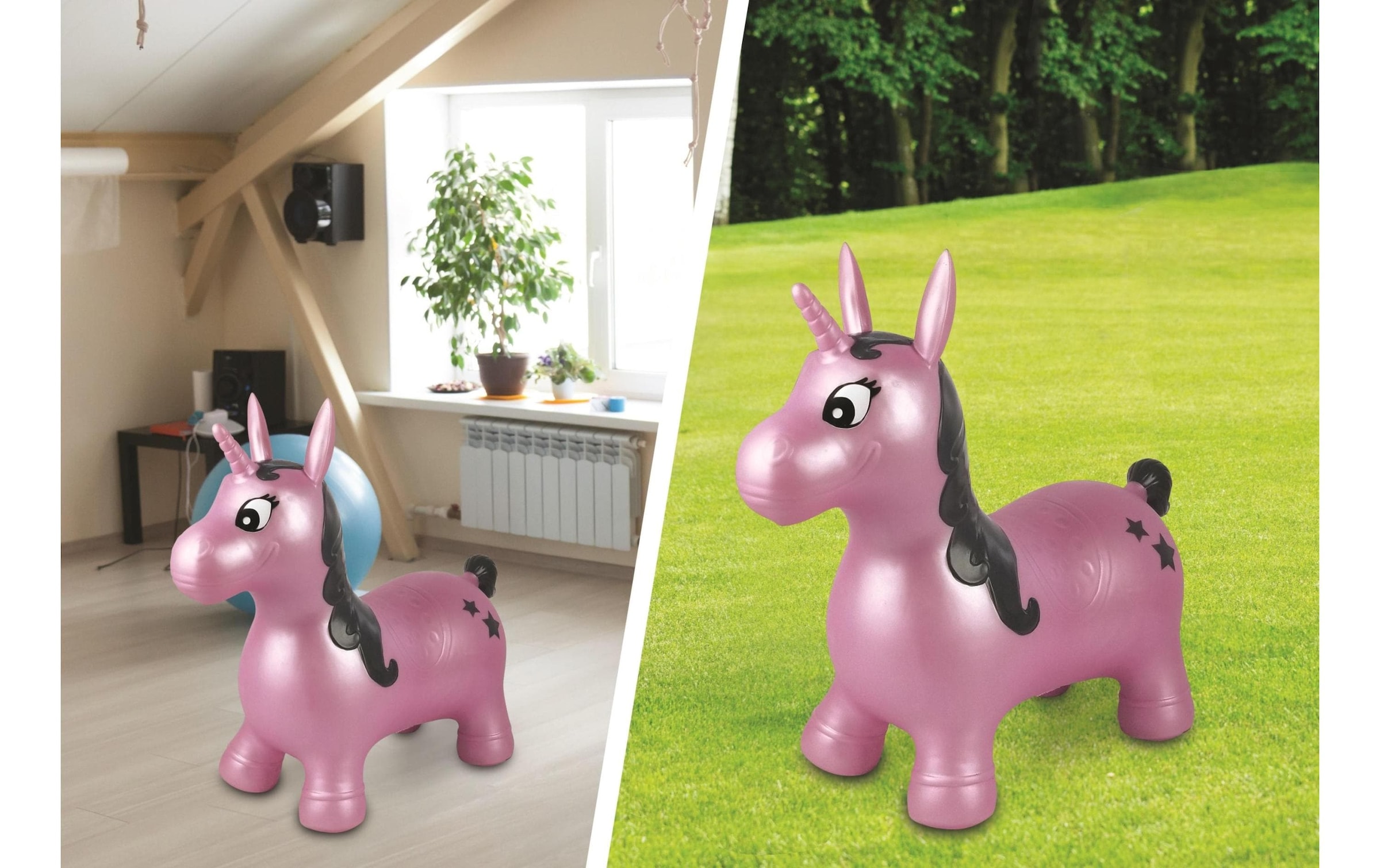 Lexibook® Hüpftier »Einhorn 50 cm«, Schnell aufzublasen mit der mitgelieferten Handpumpe