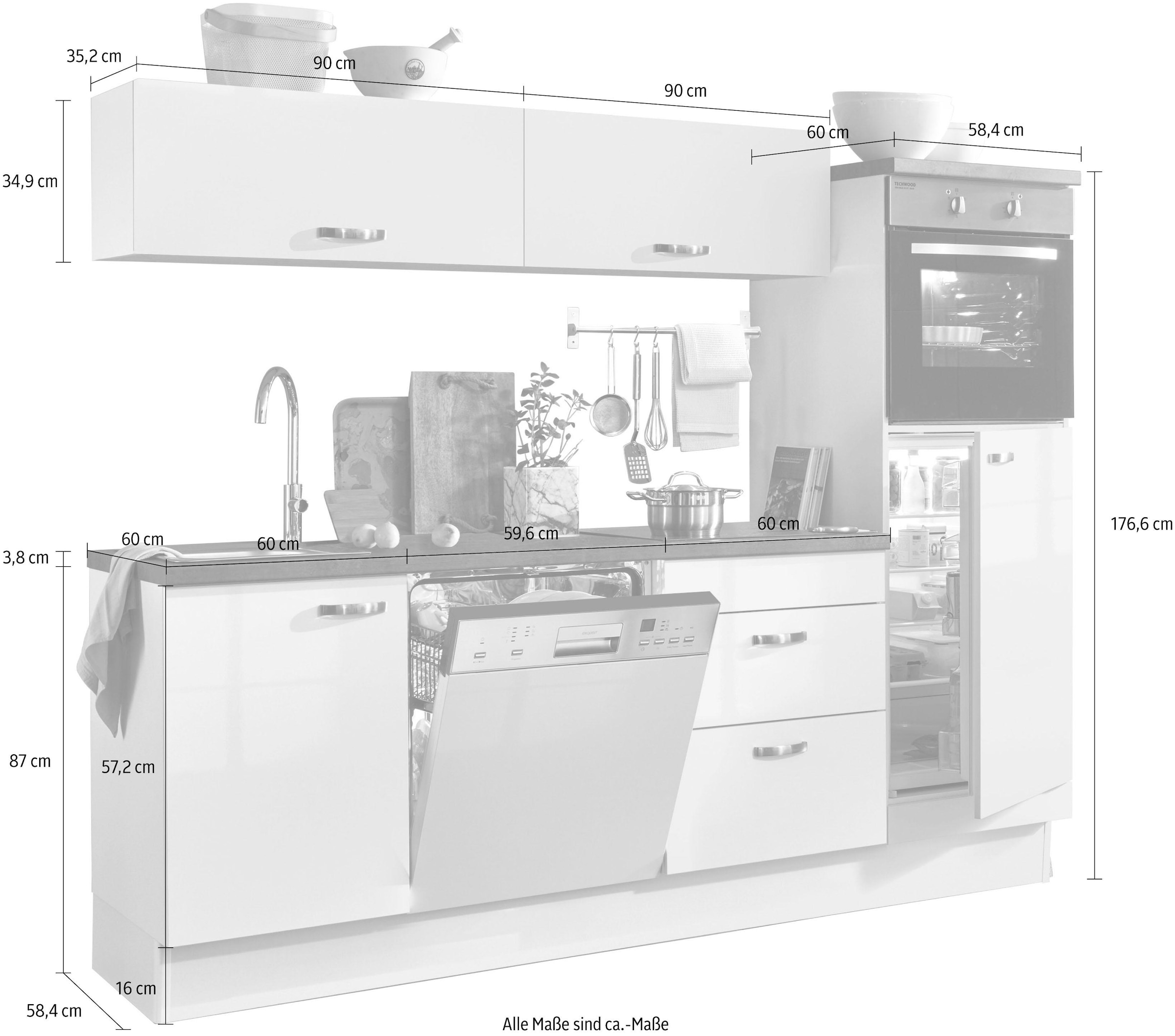 KOCHSTATION Küchenzeile »KS-Cara«, mit Vollauszügen und Soft-Close-Funktion, Breite 240 cm