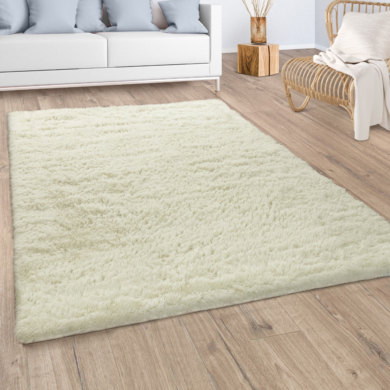 Paco Home Hochflor-Teppich »Silky 591«, rechteckig, 37 mm Höhe, Uni-Farben, besonders weich und kuschelig