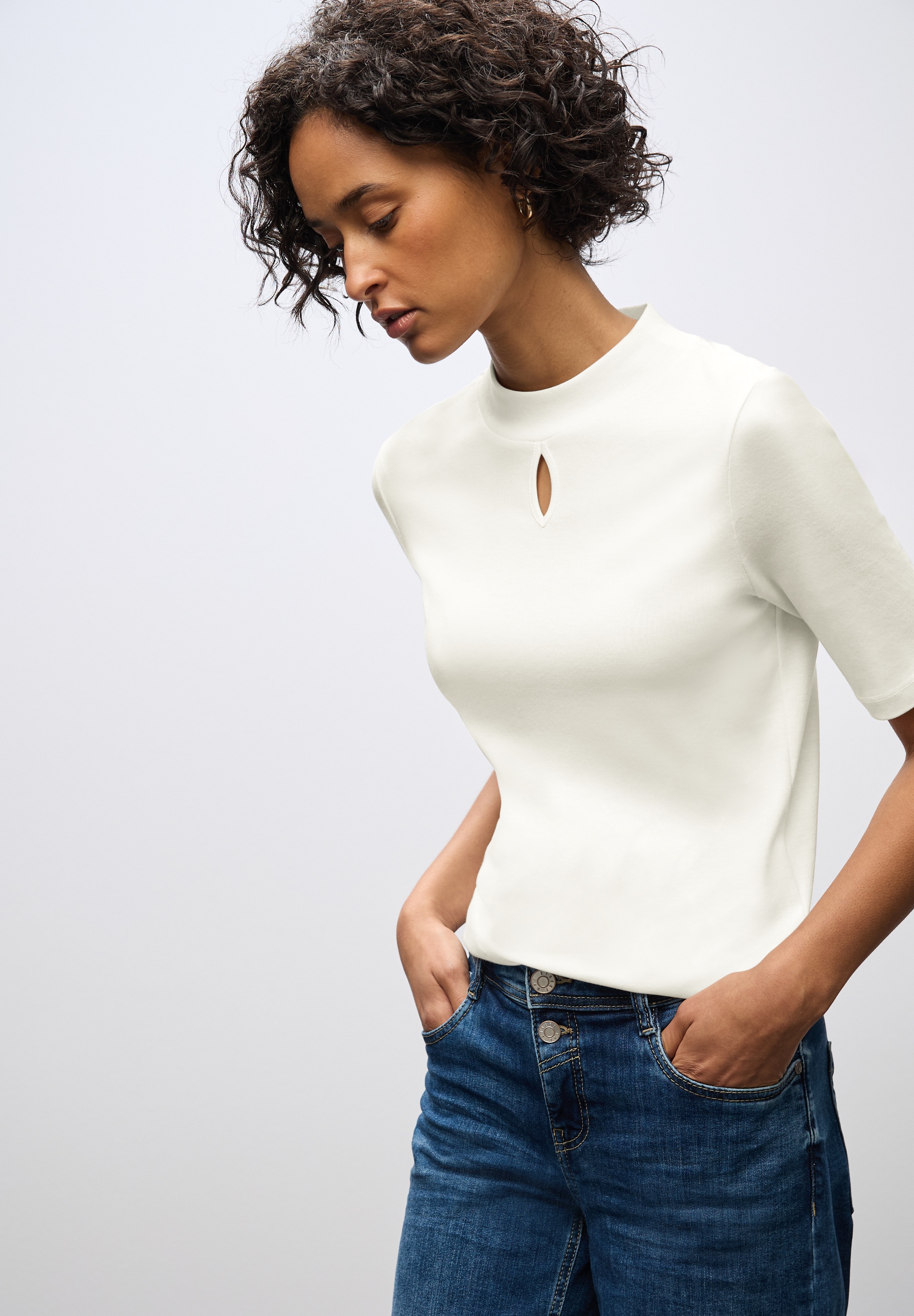 STREET ONE T-Shirt mit Turtleneck und Cut-Out