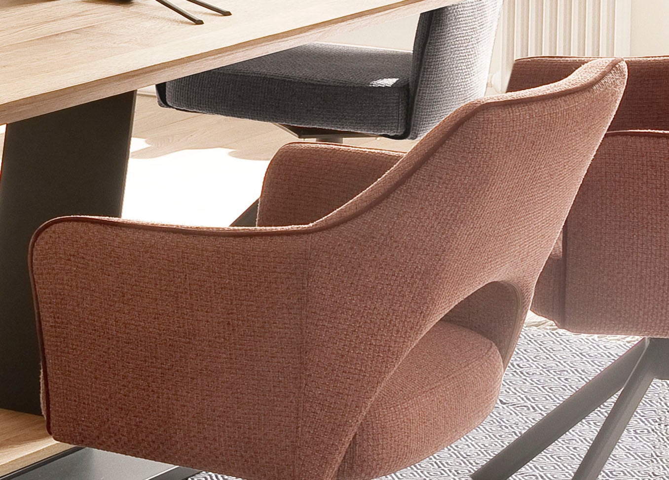MCA furniture 4-Fussstuhl »Tonala«, (Set), 2 St., Velourstoff grob, (2er-Set), 180° drehbar, Belastbarkeit 120 kg, Sitzhöhe ca. 49 cm
