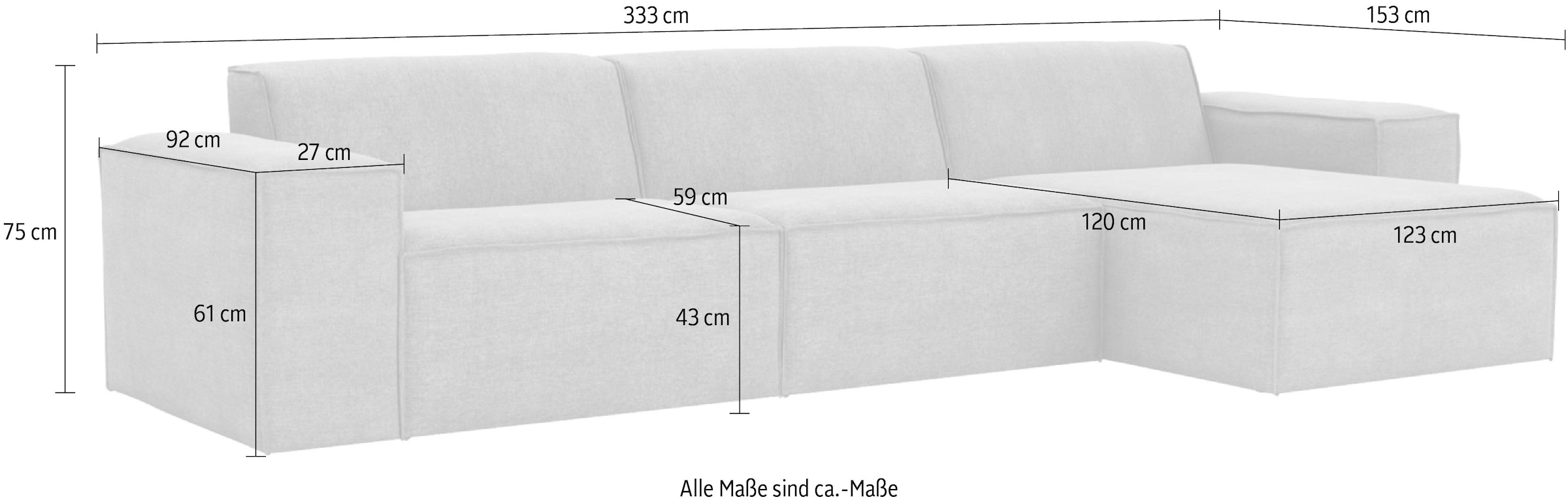 RAUM.ID Ecksofa »Norvid, L-Form,«, modular, wahlweise mit Kaltschaum, Komfortschaum oder Taschenfederkern