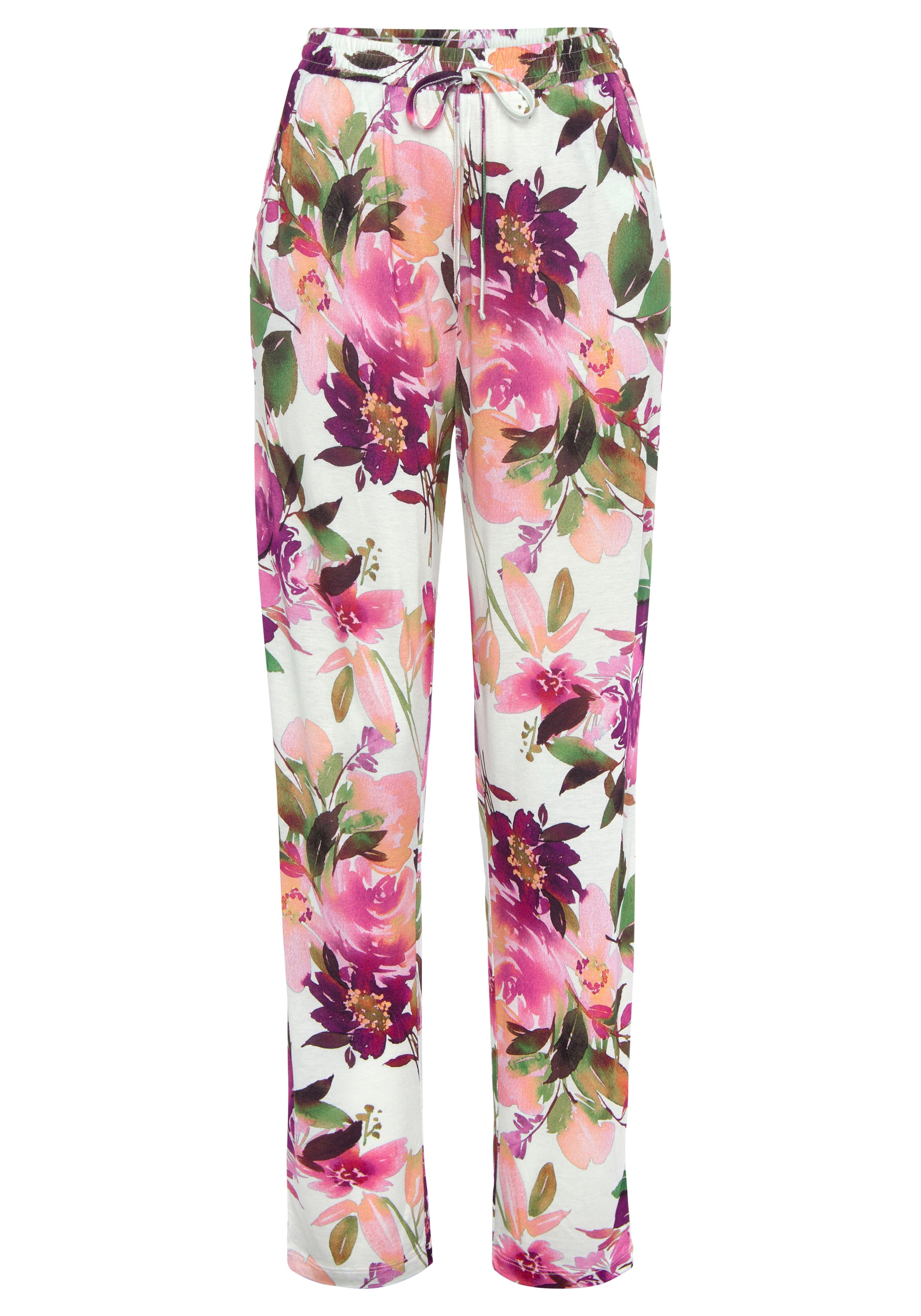 Beachtime Jerseyhose, mit Blumendruck und elastischem Bund, Sommerhose, Strandhose