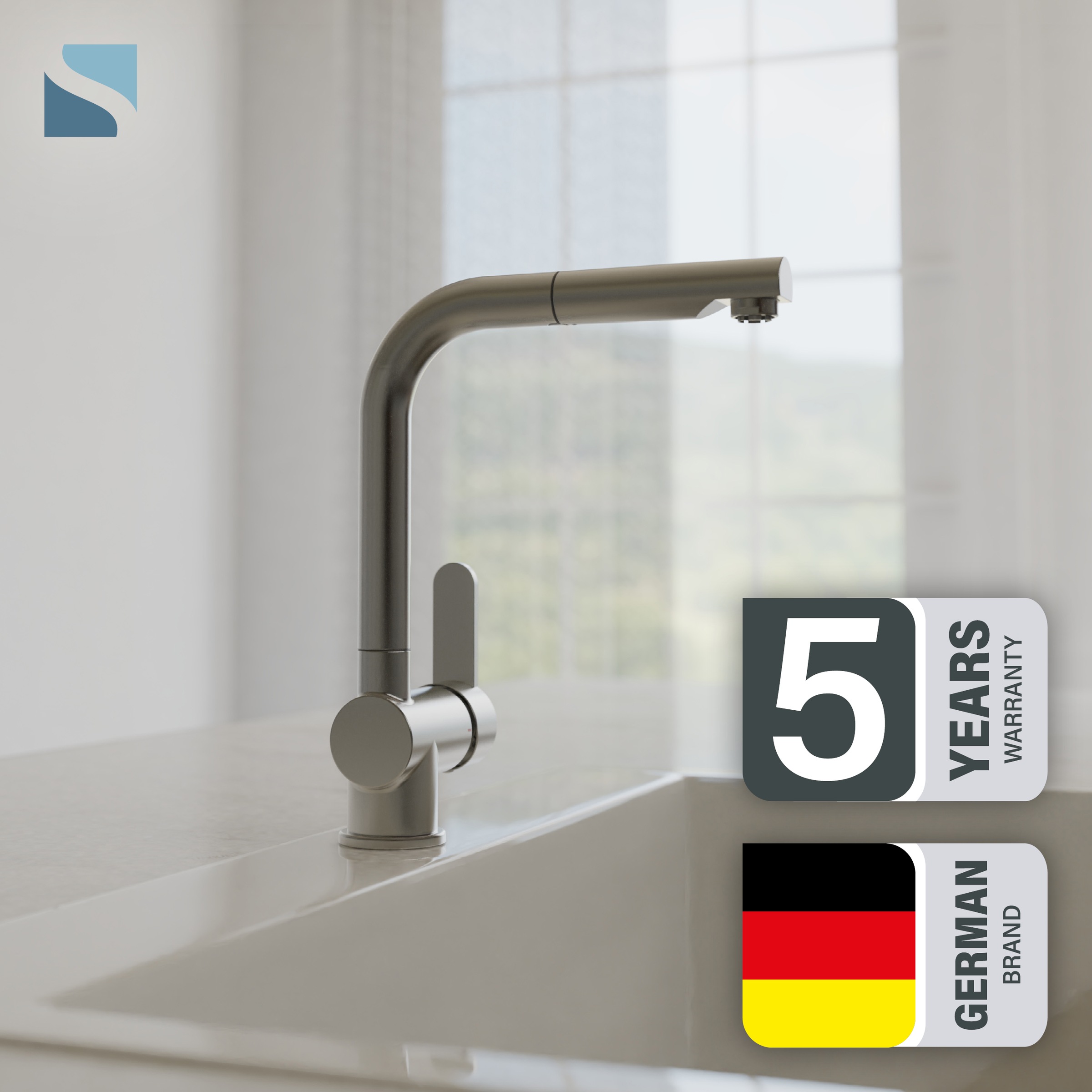 Schütte Spültischarmatur "LONDON" Niederdruck, 360 schwenkbarer Wasserhahn, herausziehbare Brause