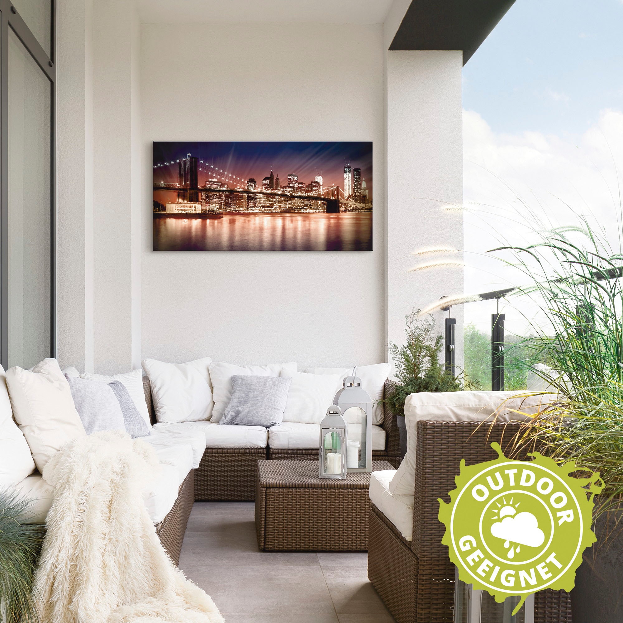 Artland Wandbild »Manhattan Sonnenuntergang«, Brücken, (1 St.), als Alubild, Leinwandbild, Wandaufkleber oder Poster in versch. Grössen