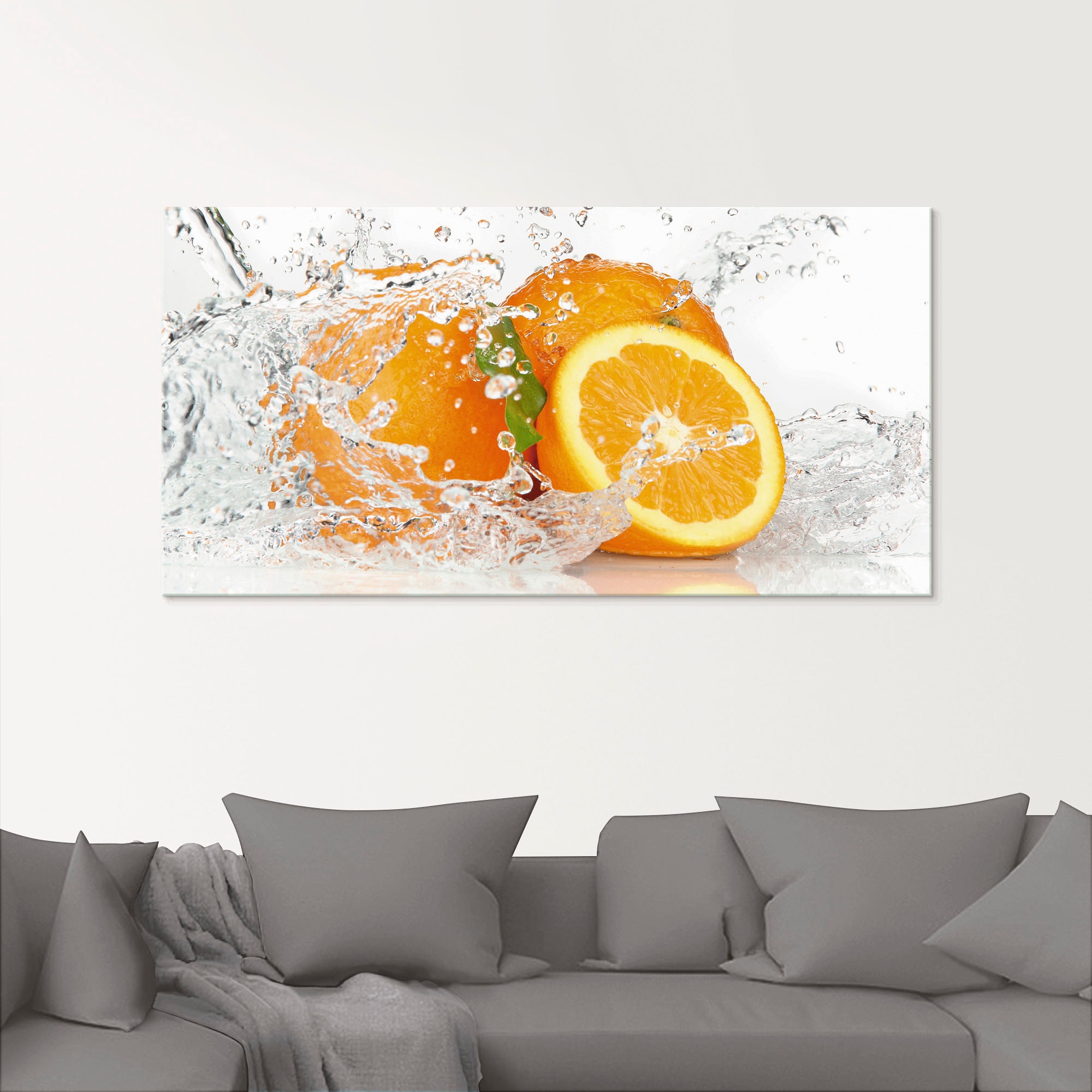 Artland Glasbild »Orange mit Spritzwasser«, Süssspeisen, (1 St.), in verschiedenen Grössen