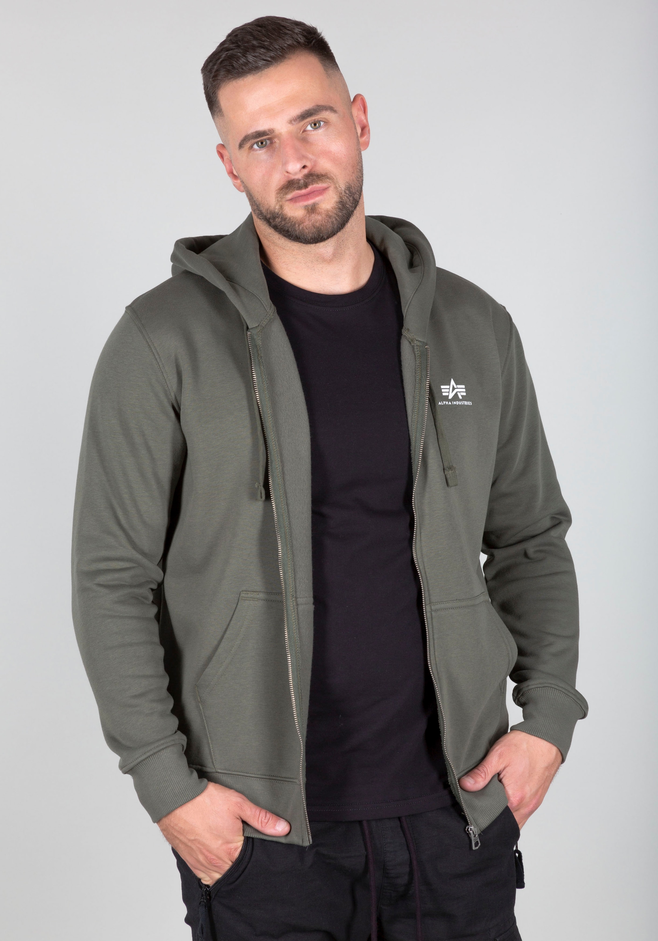 Alpha Industries Kapuzensweatjacke »Basic Zip Hoody SL« Baumwollmischung, regular fit