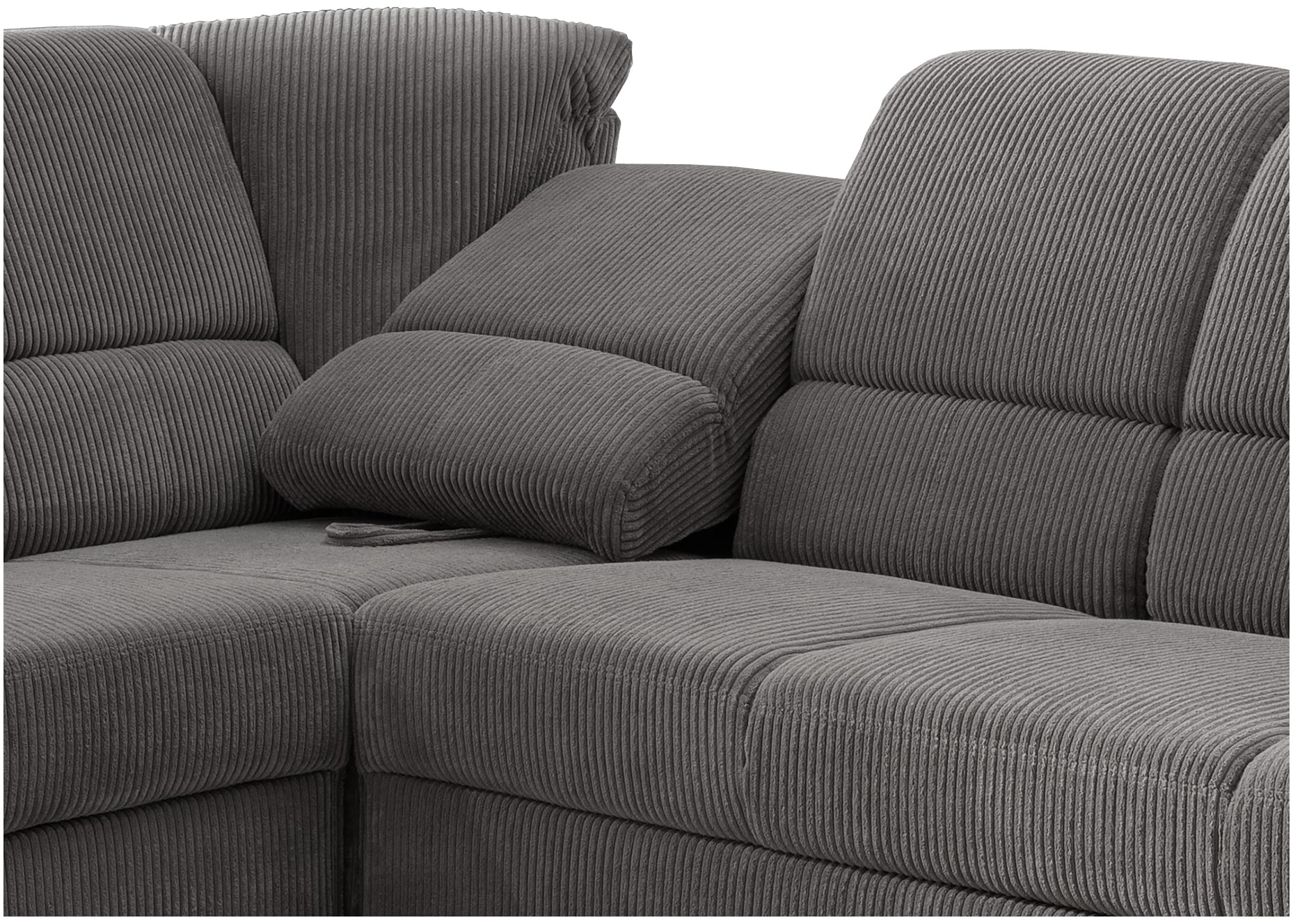 Home affaire Ecksofa »Pisa L-Form, mit Schlaffunktion, Stauraum, 2x höhenverstellbare«, Kopfstützen und Relaxfunktion im Eckelement