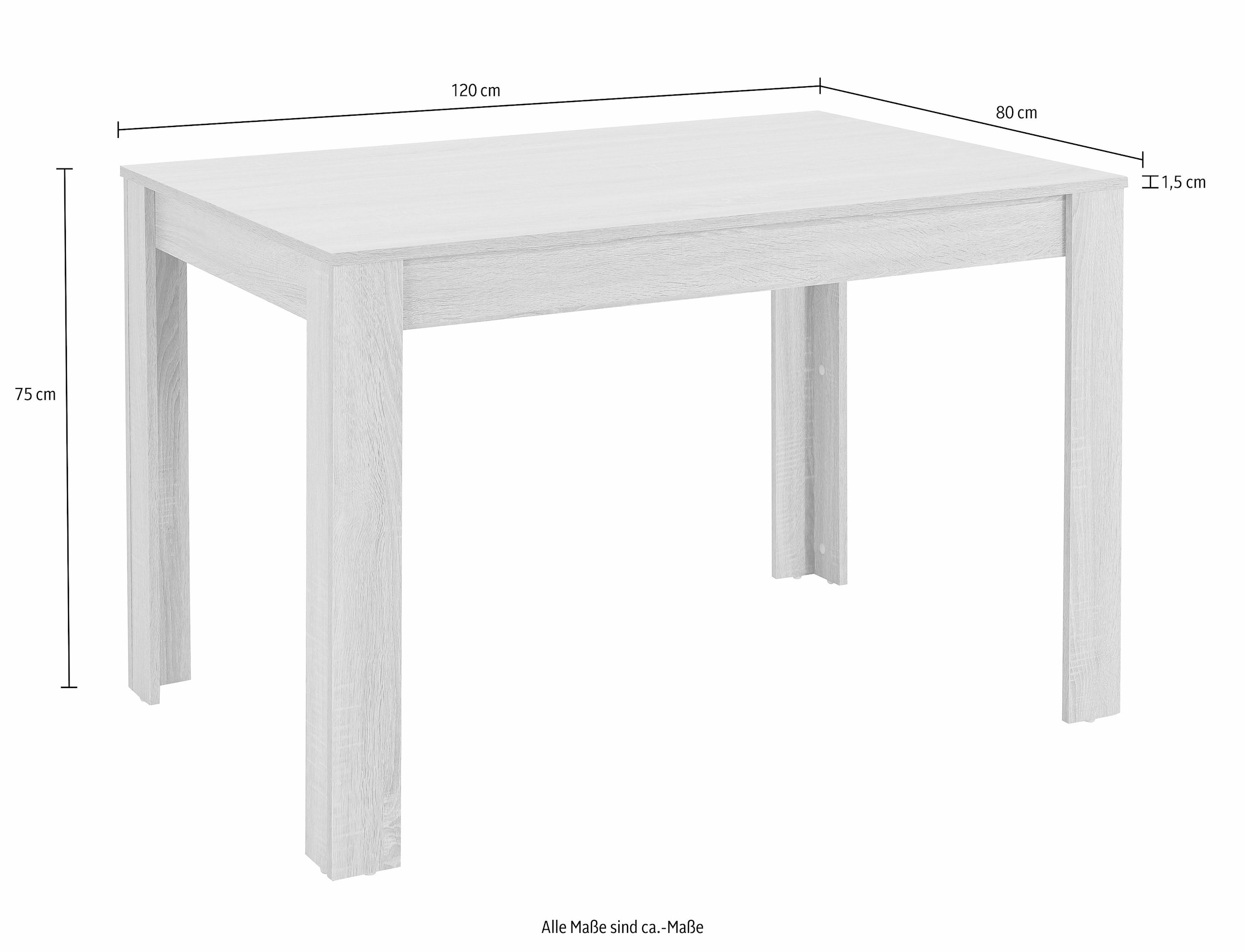 INOSIGN Essgruppe, (Set, 5 tlg.), Tischbreite 120 cm in eichefarben sägerau