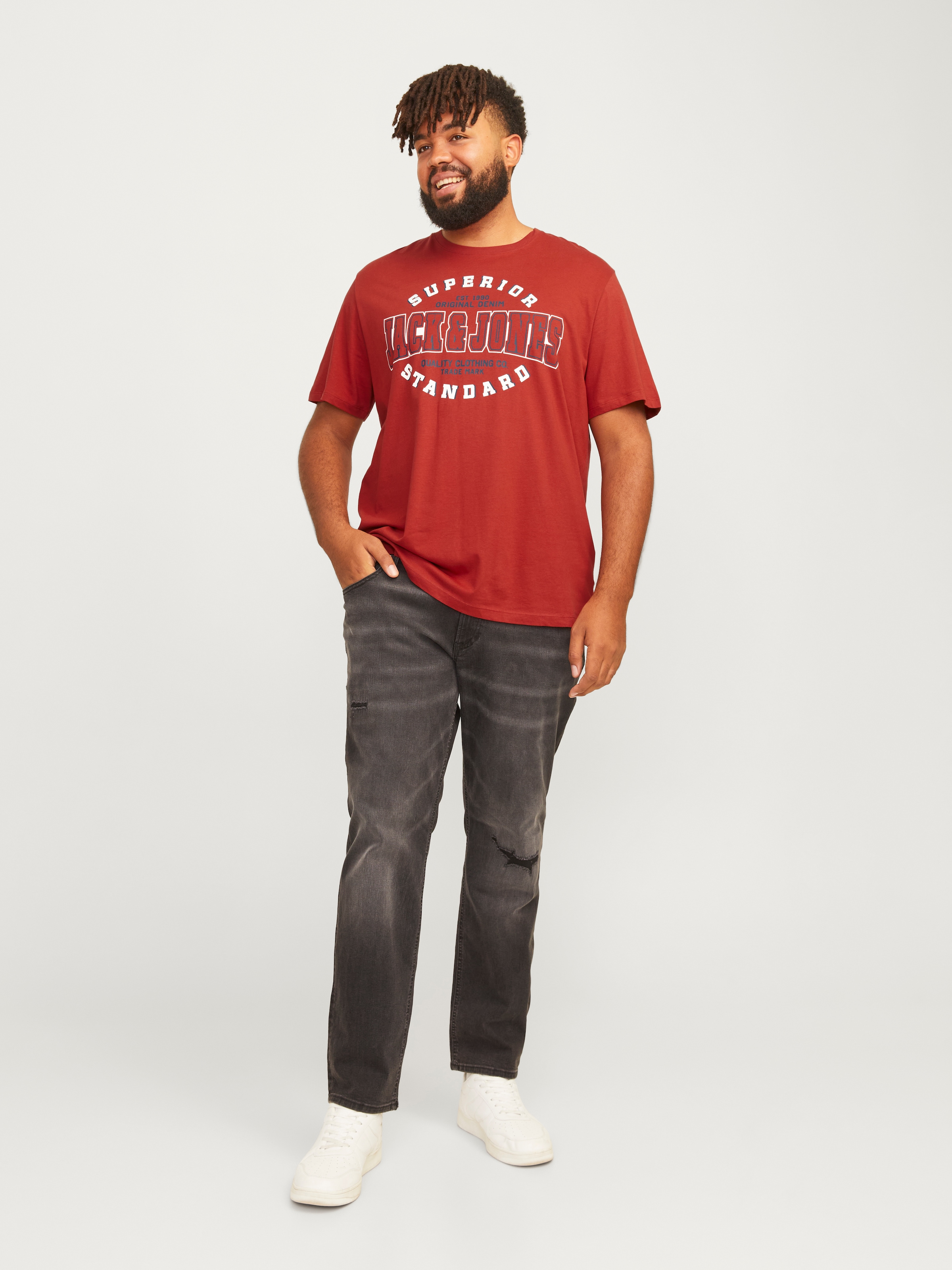 Jack & Jones PlusSize T-Shirt »JJELOGO TEE SS O-NECK 2 COL AW24 S PLS«, mit Frontprint