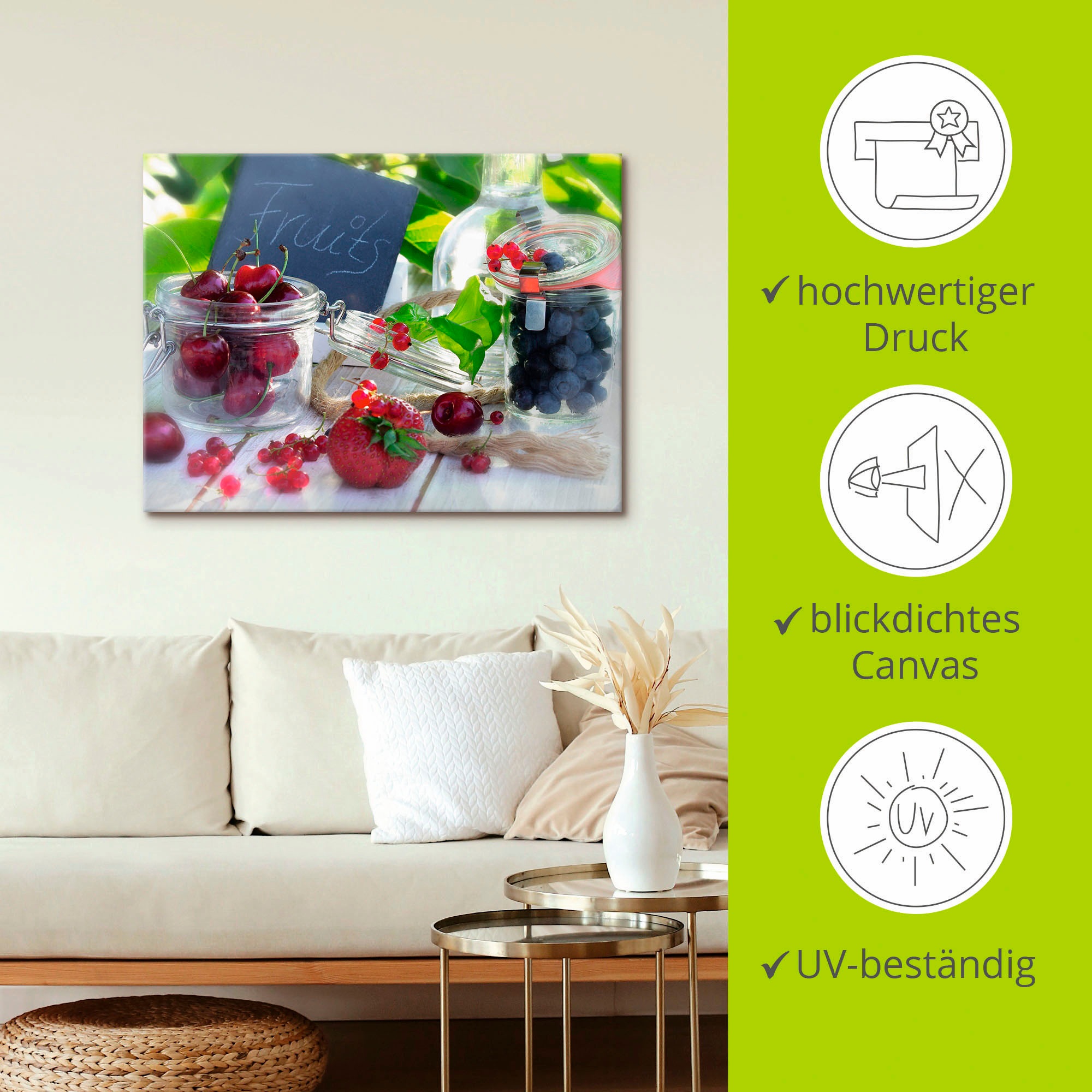 Artland Wandbild »Frischer Früchte Sommer«, Lebensmittel, (1 St.), als Leinwandbild, Poster in verschied. Grössen