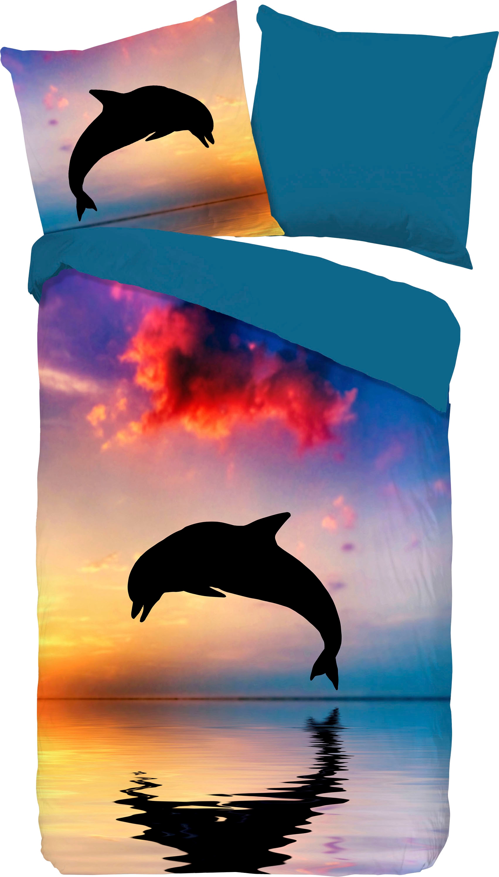 good morning Kinderbettwäsche »Dolphin«, 100% Baumwolle, 135x200, Reissverschluss, Wendeoptik, Kind, Delfin