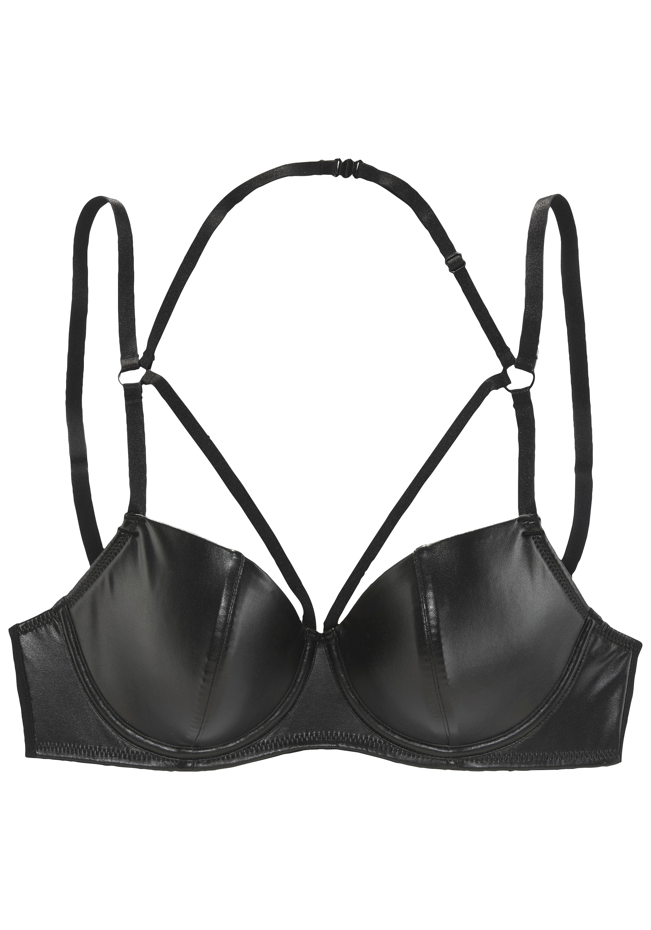 petite fleur goldfarben Schalen-BH, aus Lederimitat mit aufregenden Bänderdetails, Reizwäsche, Dessous