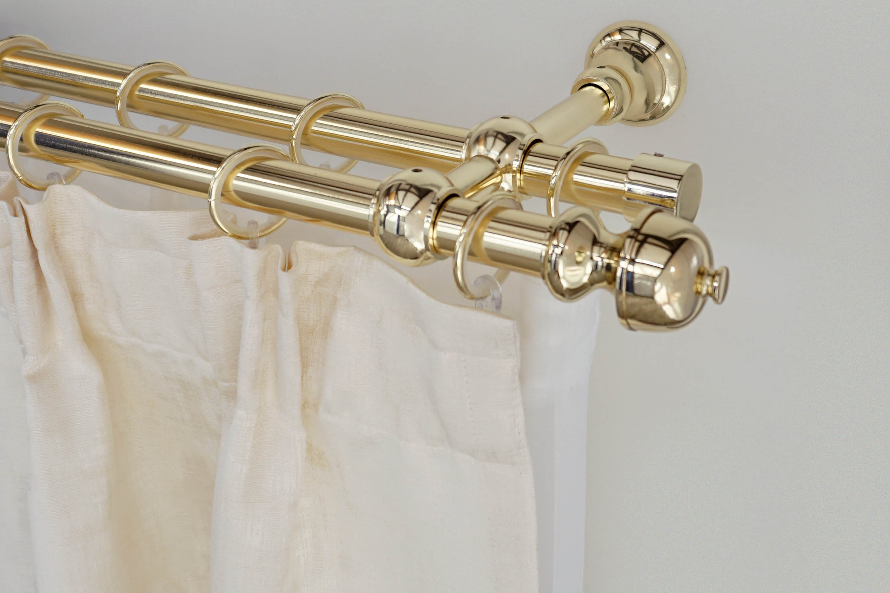 GARESA Gardinenstange "ANDREA" Ø 20 mm 2 läufig-läufig Wunschmasslänge Vorhanggarnitur, verlängerbar, Endknopf Profil klein, mit Ringen