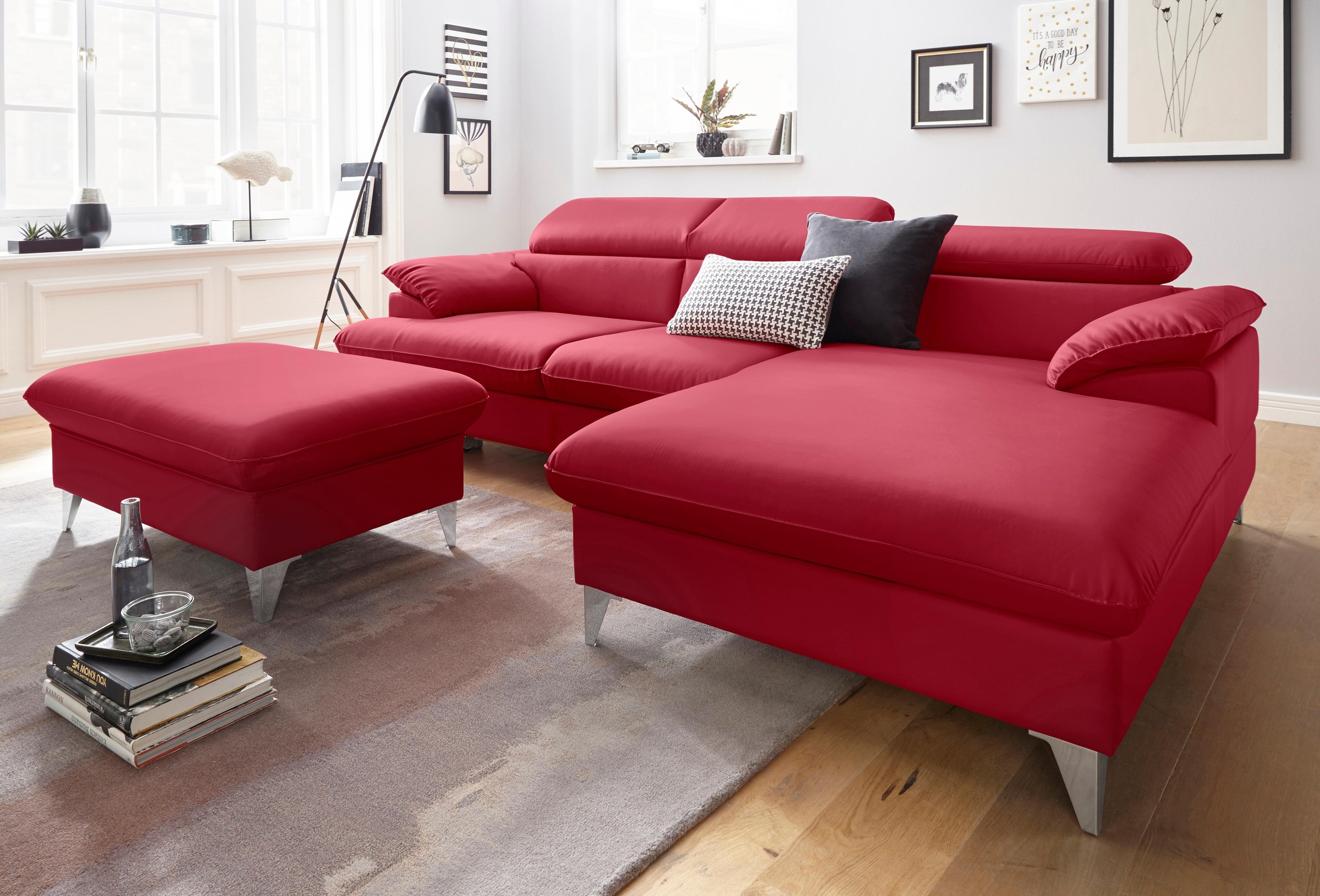 COTTA Ecksofa »Caluso L-Form«, mit Kopfteilverstellung, wahlweise mit Bettfunktion & Bettkasten