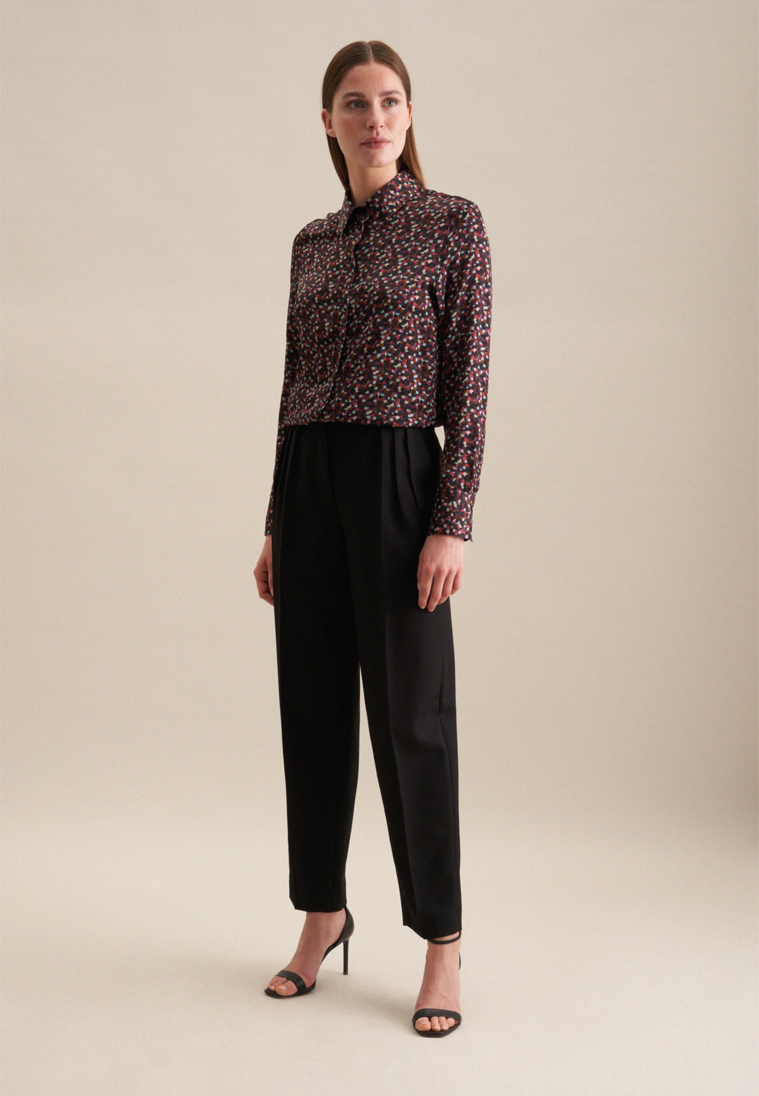 seidensticker Hemdbluse »Schwarze Rose«, Langarm Kragen Druck