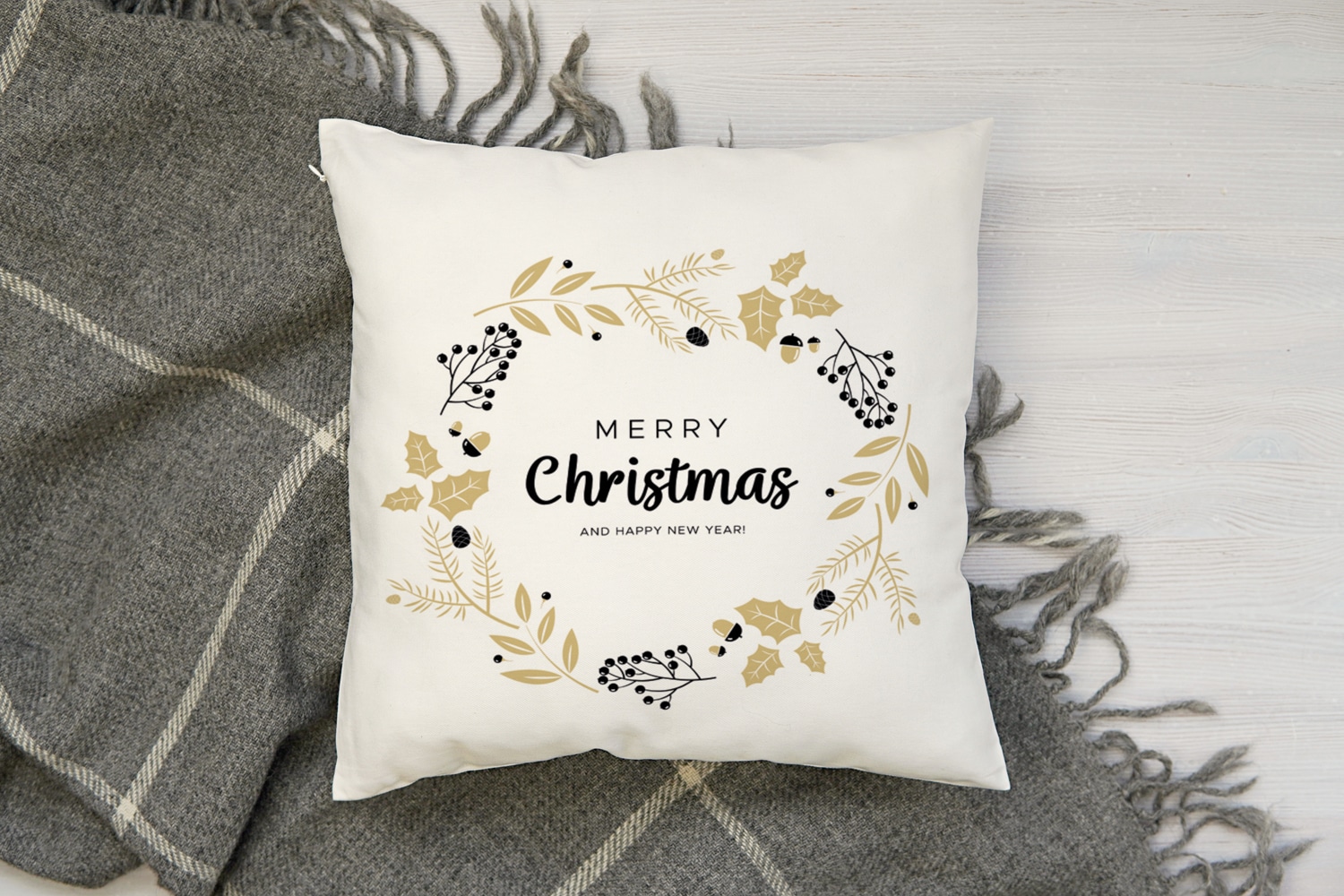 queence Dekokissen »Carolina«, Kissenhülle,Merry Christmas,Weiss,Weihnachtsmotiv,Festlich,Winterlich