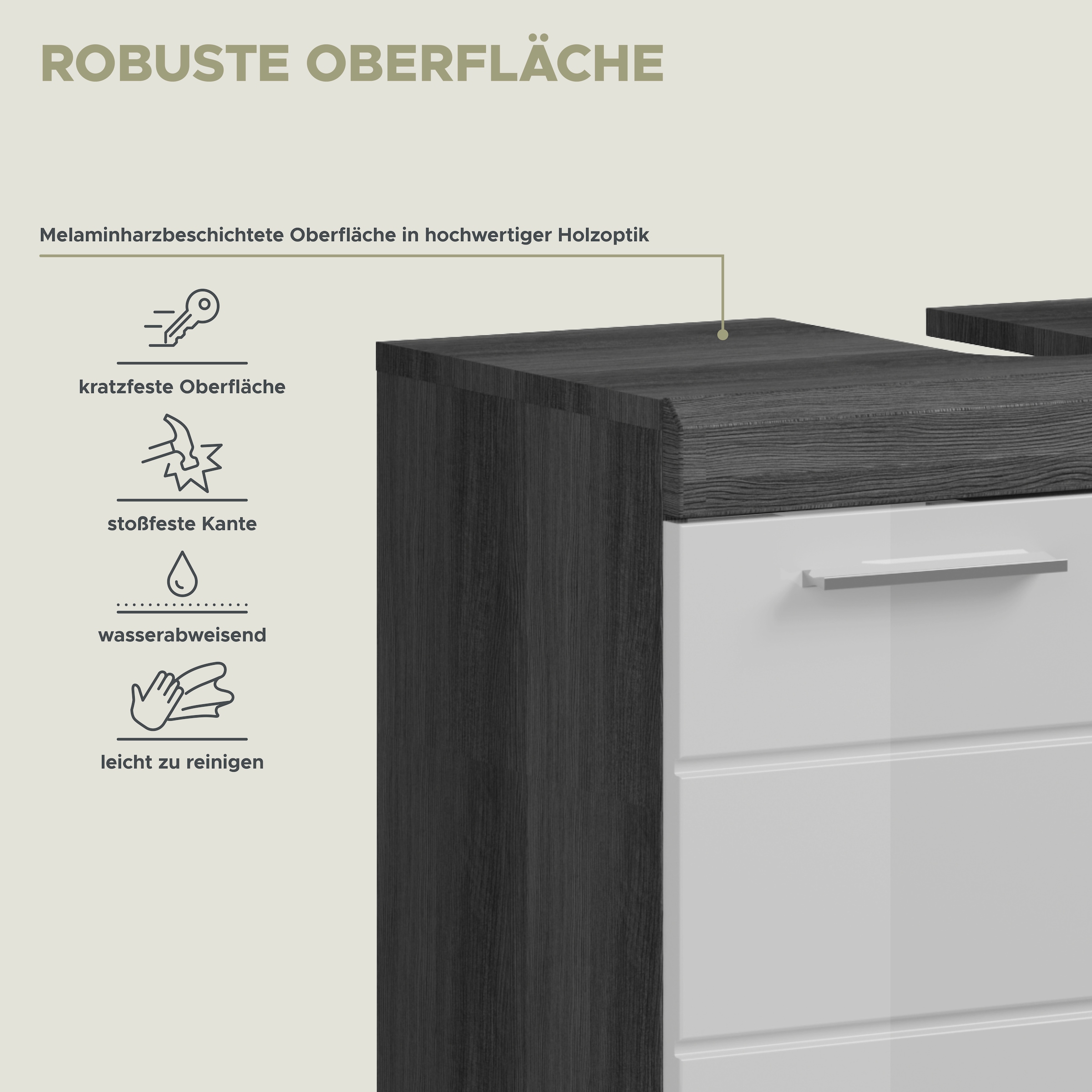 INOSIGN Waschbeckenunterschrank »Siena, Breite 60cm, 2 Tür, 2 Fächer, mit Siphonausschnitt, MDF-Front«, (1 St.), in verschiedenen Farben erhältlich, Badmöbel, Badschrank, Kommode, Bad