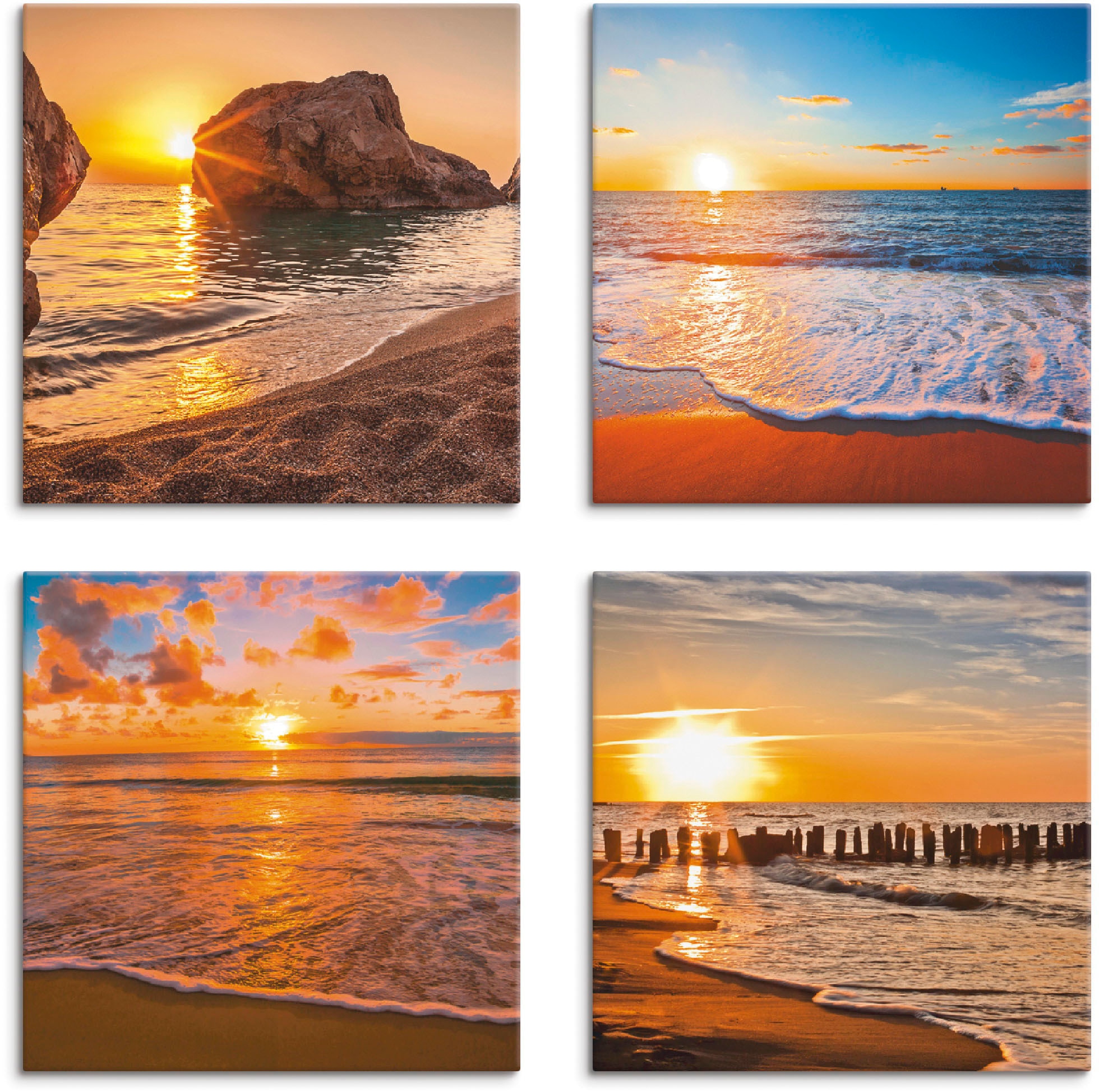 Leinwandbild & »Sonnenuntergänge 4er -untergang, (4 verschiedene St.), Meer«, am Strand Set, online & Jelmoli-Versand Grössen Artland Sonnenaufgang shoppen |