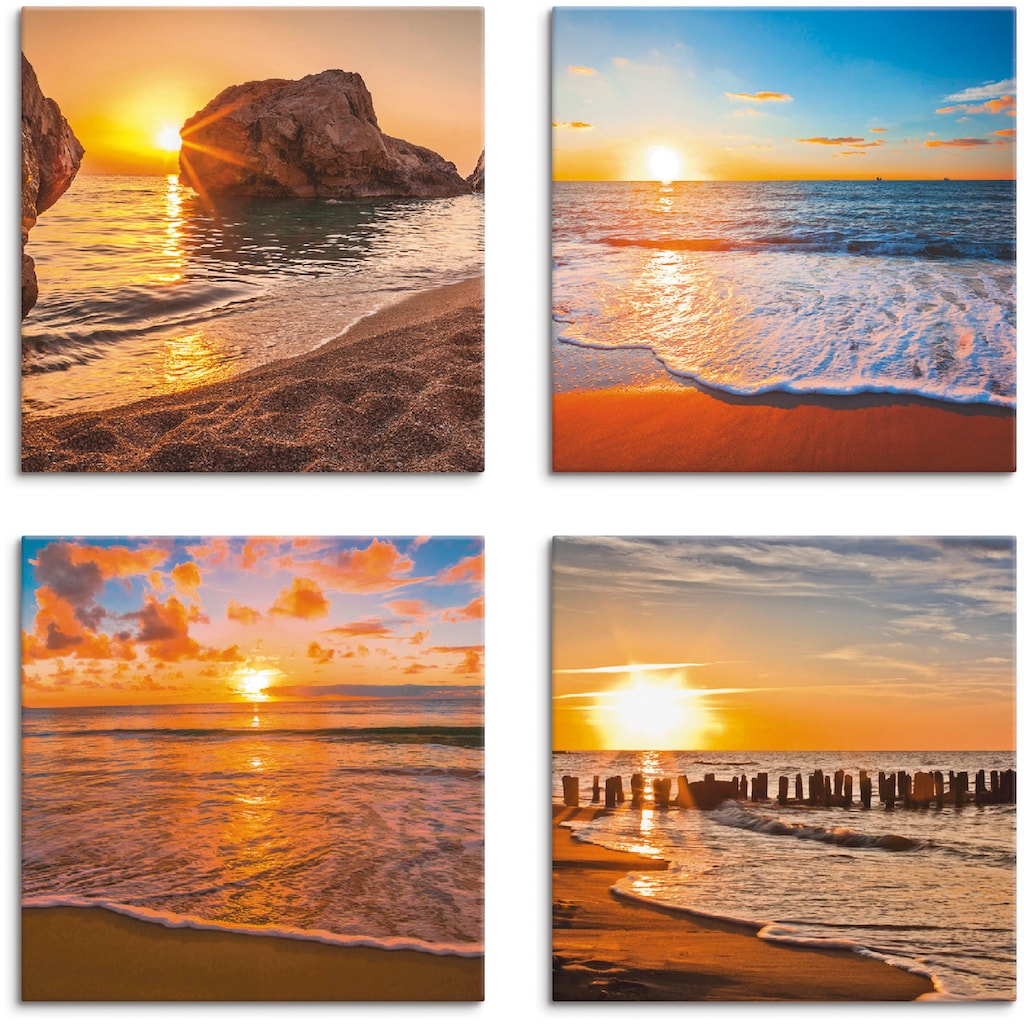Artland Leinwandbild »Sonnenuntergänge am Strand & Meer«, Sonnenaufgang & -untergang, (4 St.)