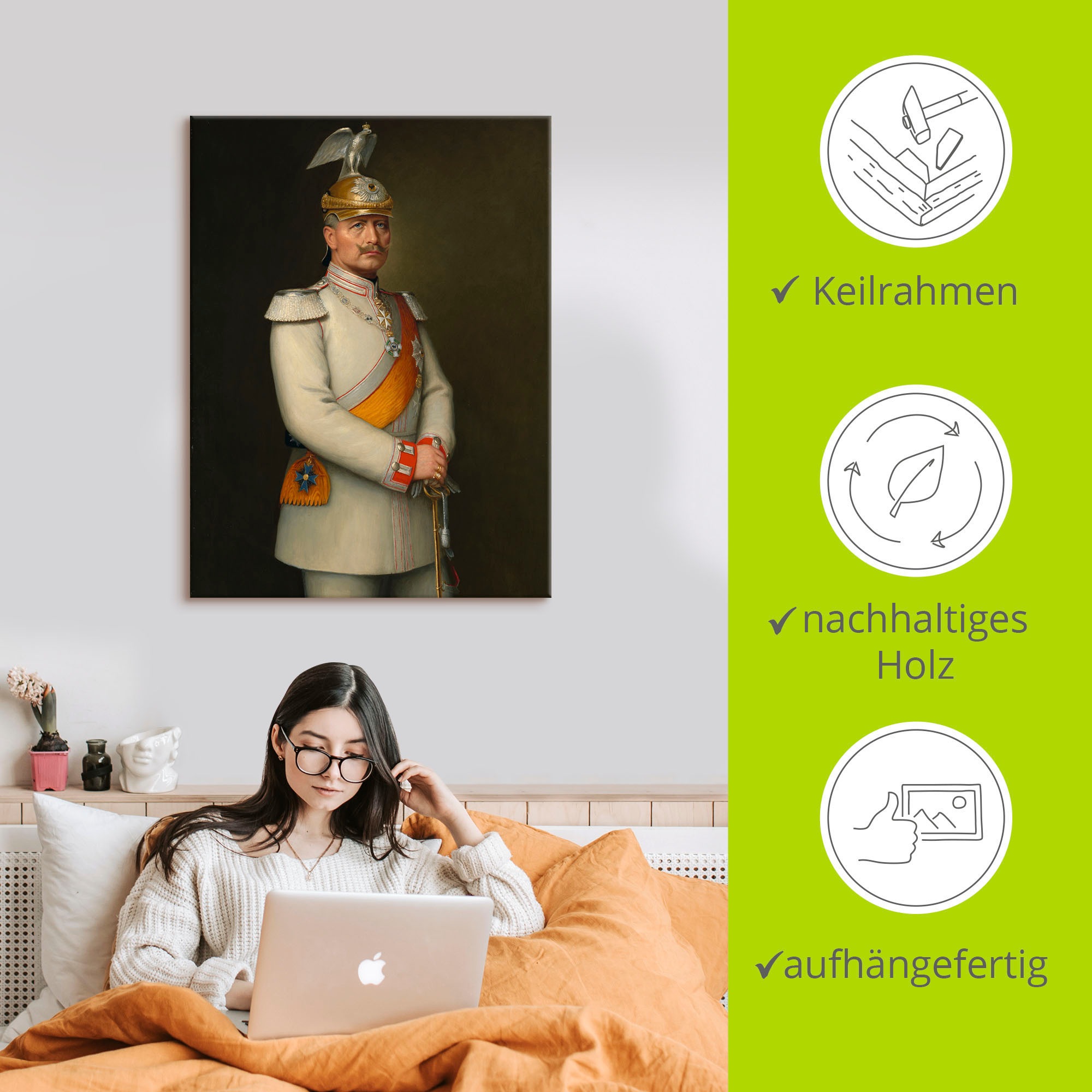 Artland Wandbild »Bildnis Kaiser Wilhelm II.«, Menschen, (1 St.), als Leinwandbild, Wandaufkleber in verschied. Grössen