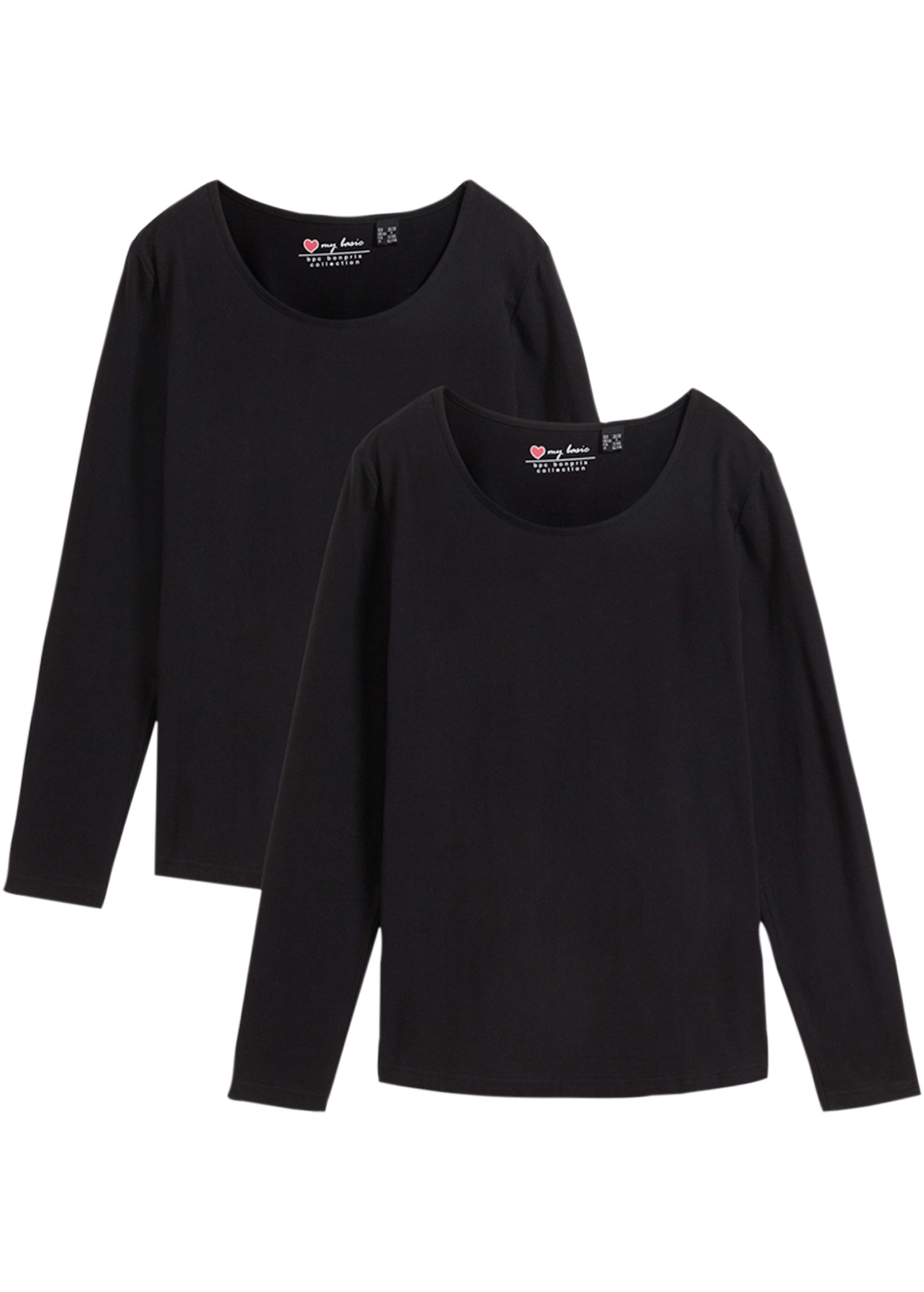 bonprix Langarmshirt Packung, 2 Stk. im 2er Pack und mit Rundhalsausschnitt