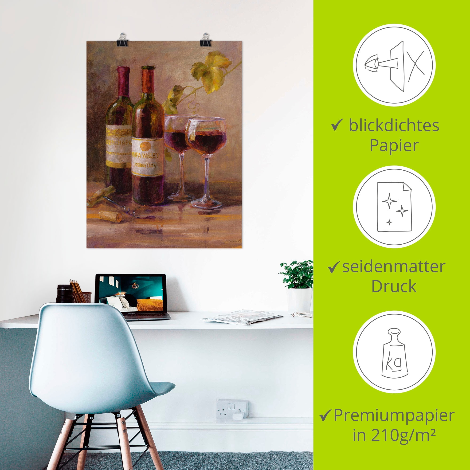 Artland Wandbild »Offener Wein I«, Getränke, (1 St.), als Leinwandbild, Poster, Wandaufkleber in verschied. Grössen