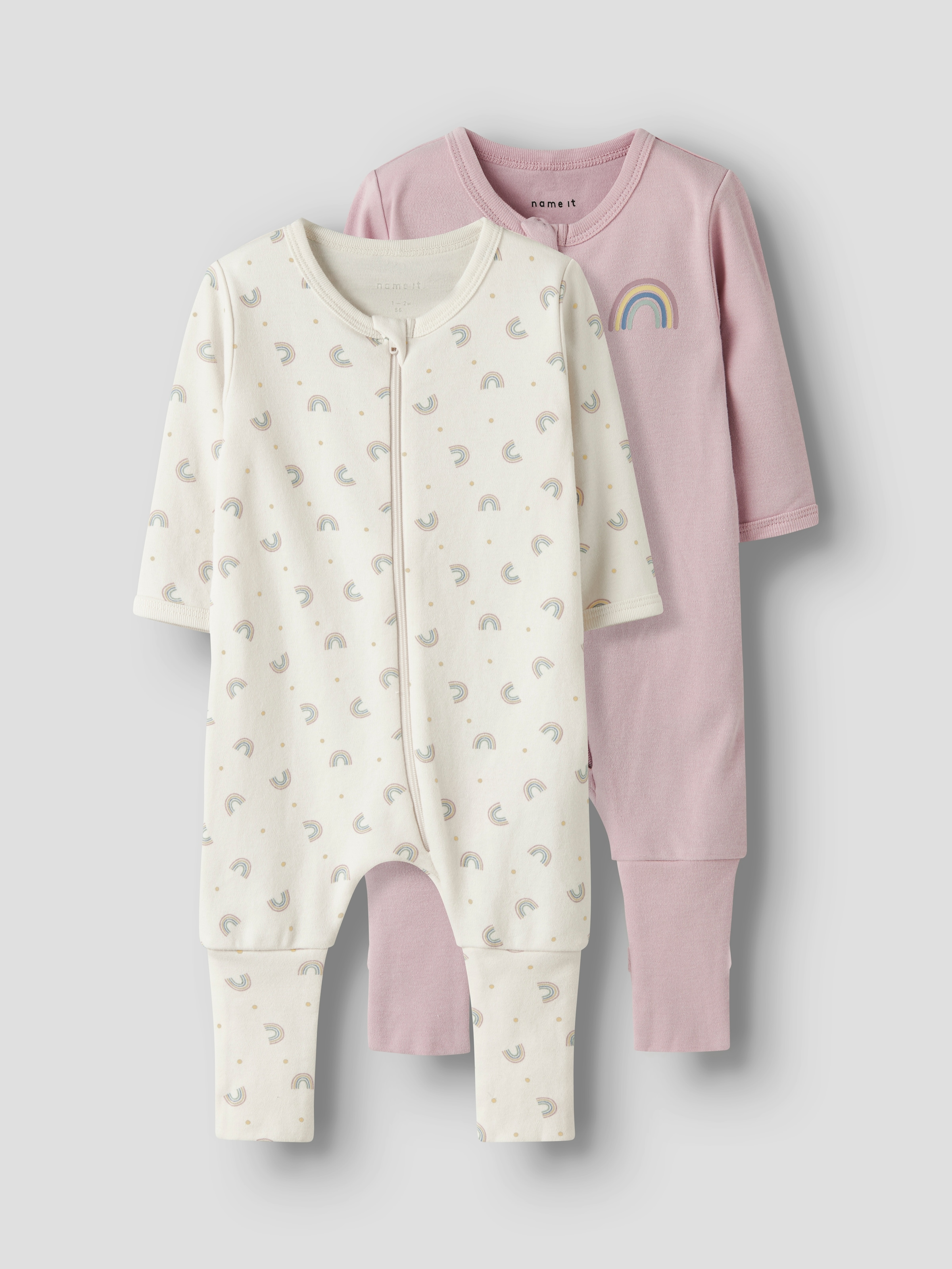 Name It Schlafanzug »NBFNIGHTSUIT 2P ZIP FF JET RAINBOW NOOS«, (Packung, 2 tlg.)