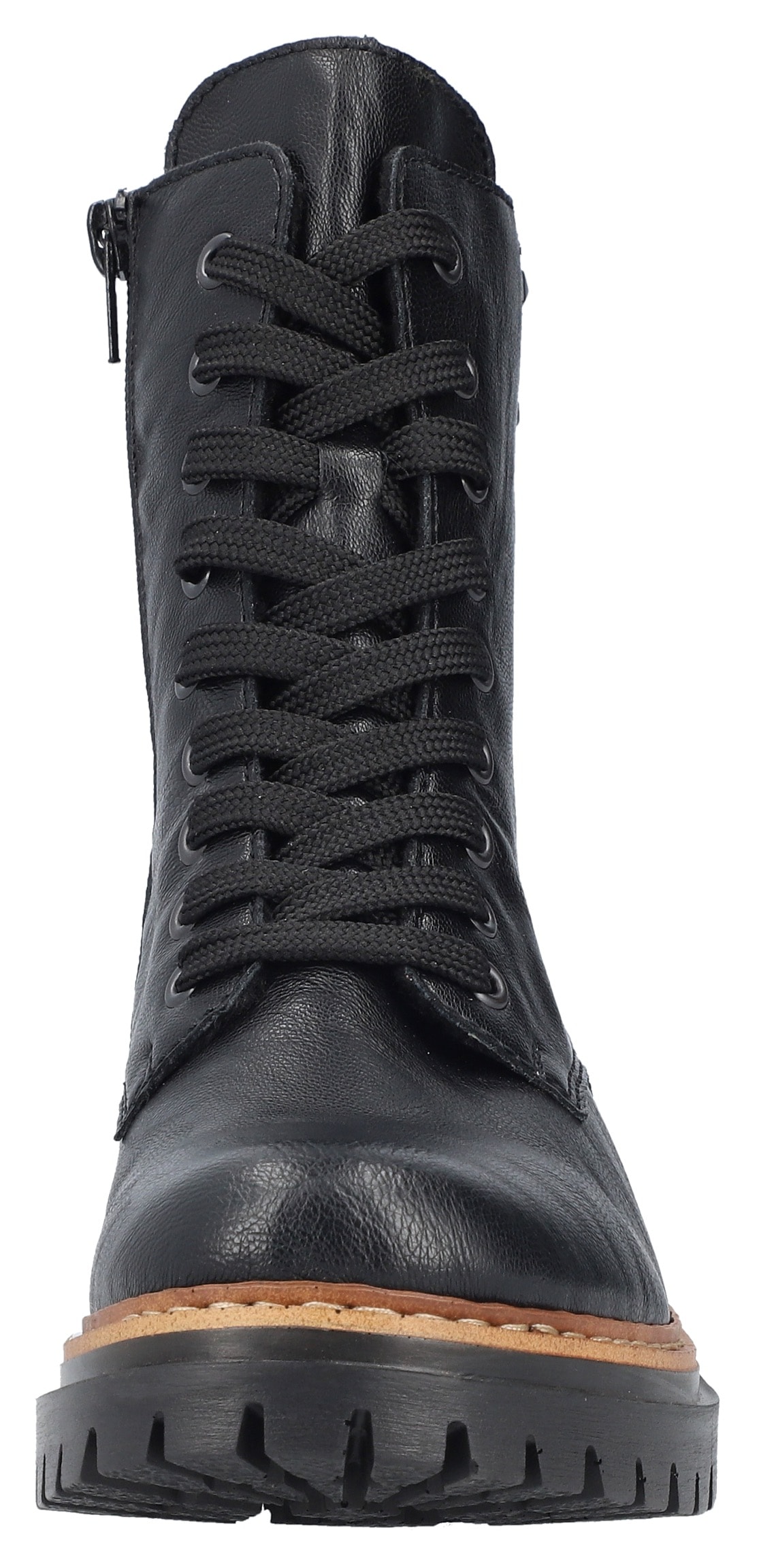 Rieker Schnürstiefelette, Schnürboots, Blockabsatz, Innenreissverschluss und Nietenverzierung