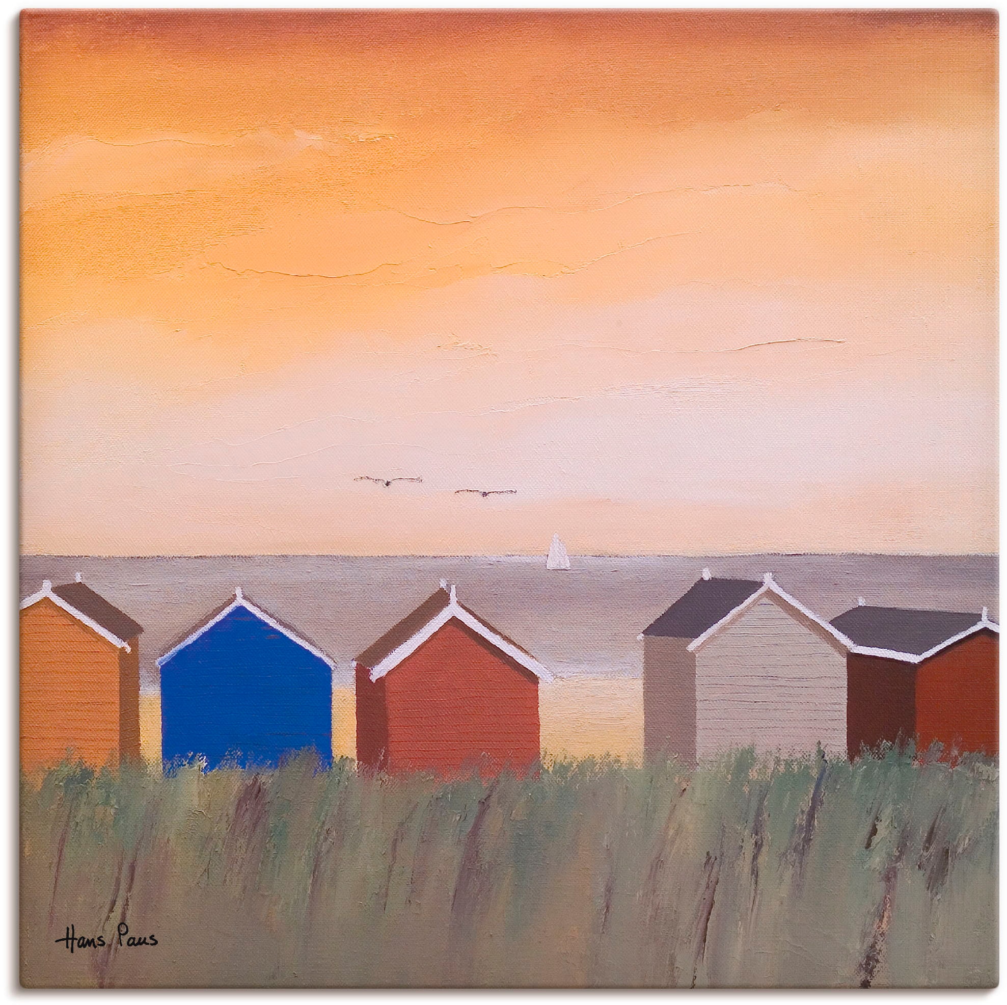 Artland Leinwandbild "Strandhäuser II" Strand 1 Stk. tlg. auf Holzrahmen gespannt