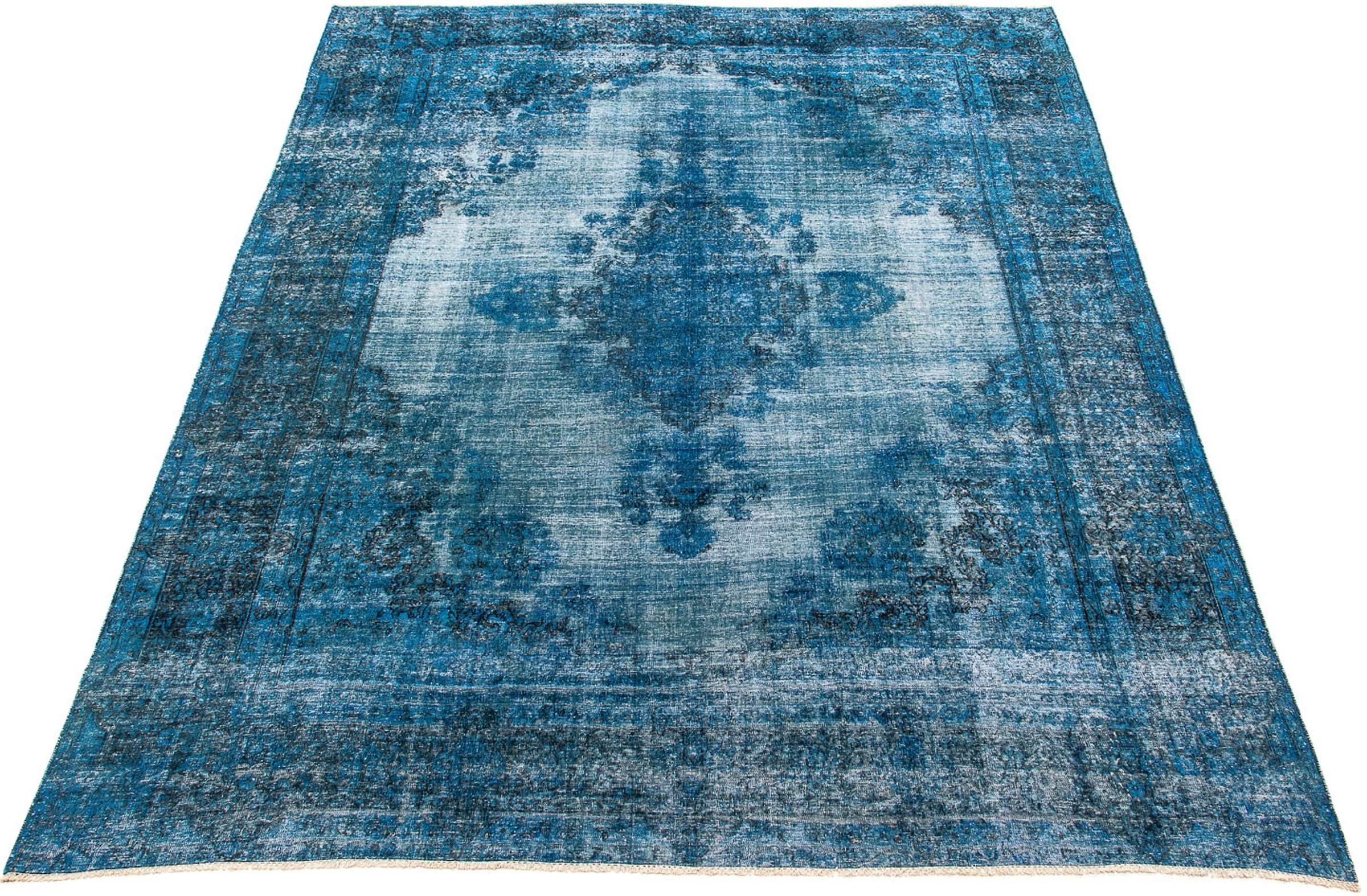 morgenland Teppich »Vintage - 378 x 295 cm - dunkelblau«, rechteckig,  Wohnzimmer, Handgeknüpft, Einzelstück mit Zertifikat online bestellen