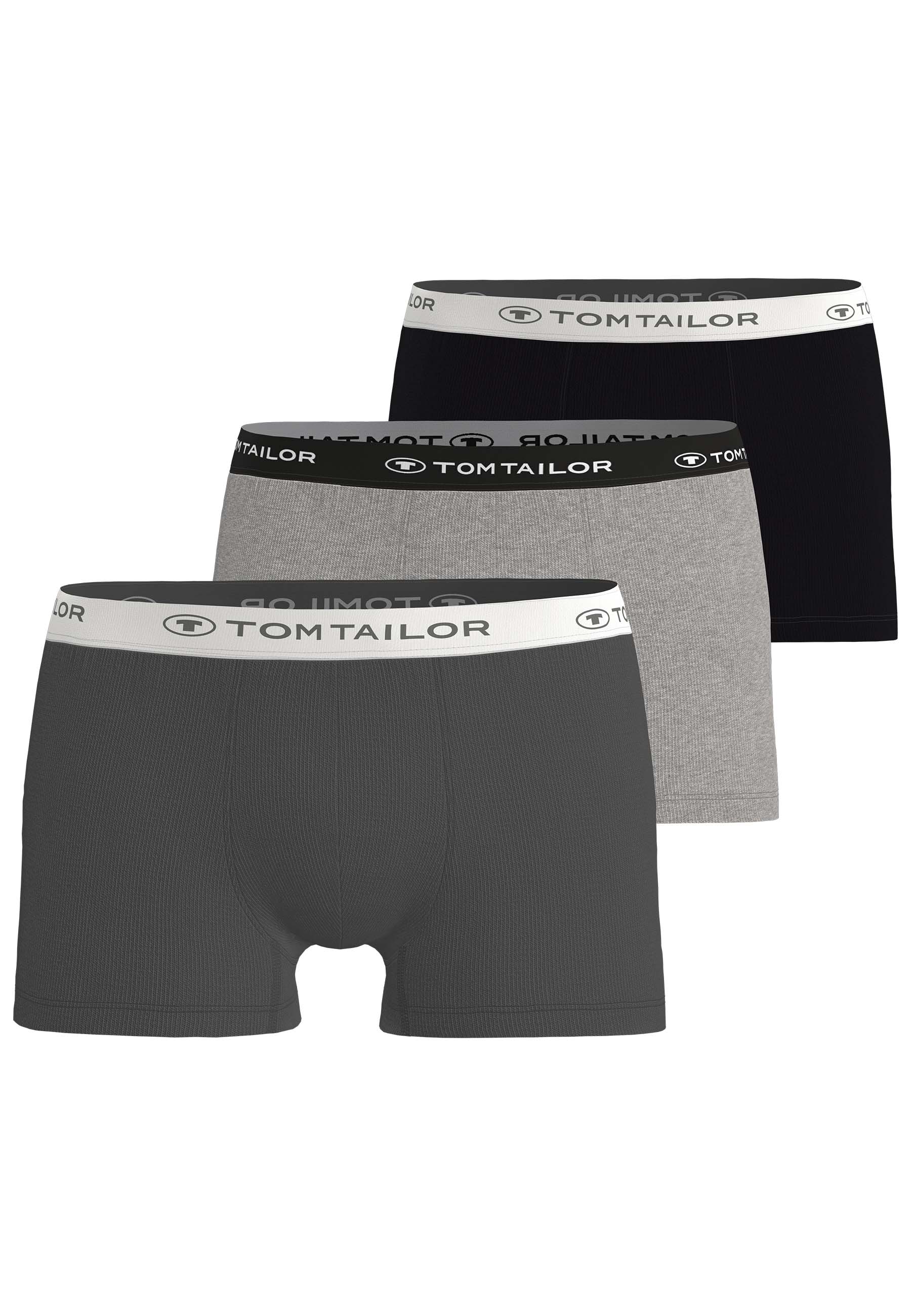 TOM TAILOR Boxershorts »Buffer« 3er Pack, weich, bequem, basic, eng, Logobund, Baumwollmix
