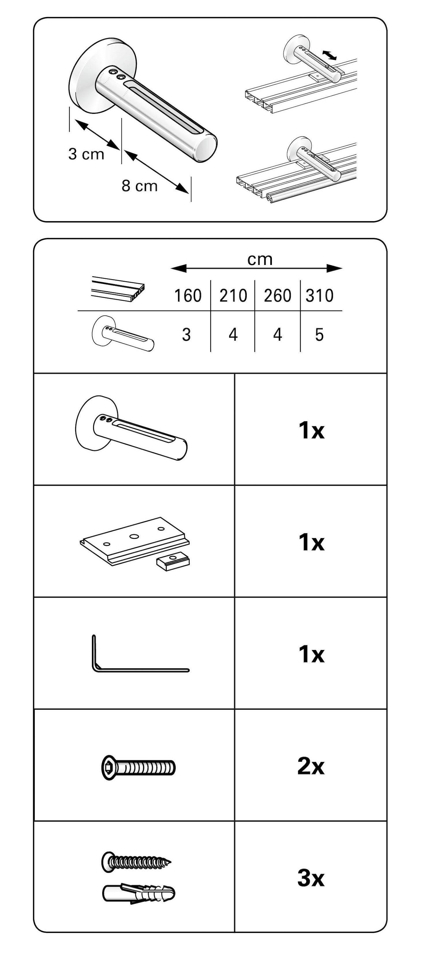 Gardinenstangenhalter (1 GARDINIA Serie online »Wandträger bestellen Flächenvorhang-Technik 3-läufig«, | St.), 3-läufig Atlanta Jelmoli-Versand