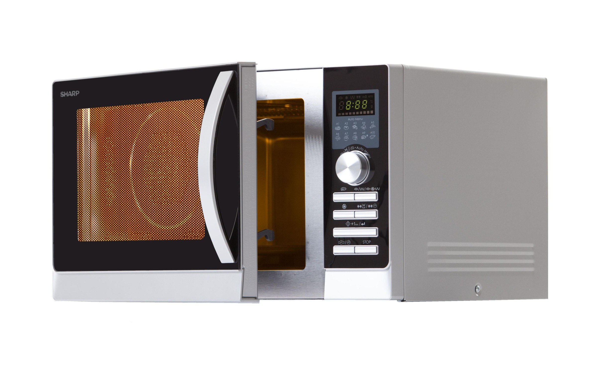 Sharp Mikrowelle »R843INW Schwarz Silberfarben«, 1500 W