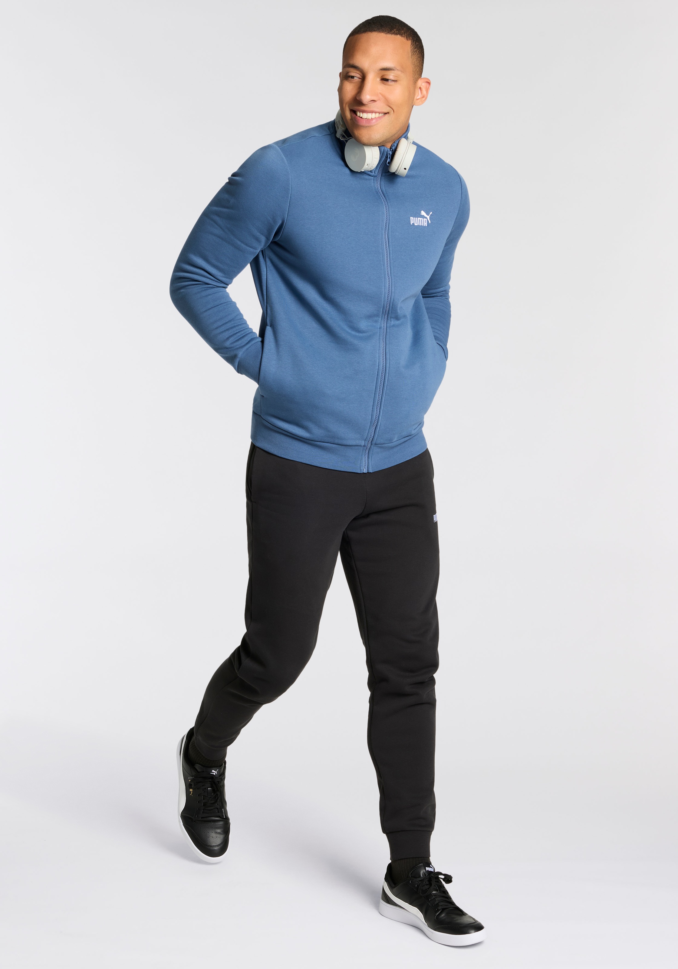 PUMA Trainingsanzug »ESS SWEAT SUIT FL« 2 Stk. zweiteiliges Set, aus Baumwollmischung, Regular Fit