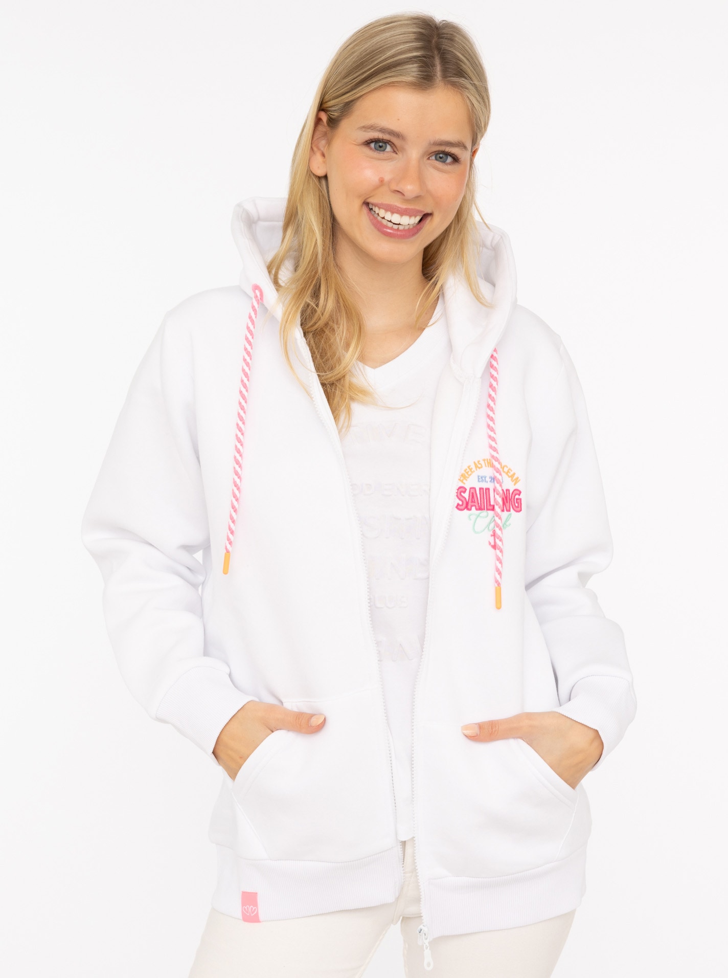 Zwillingsherz Kapuzensweatjacke »"Sailing Club"«, Kapuzensweatjacke mit grosser SAILING Applikation am Rücken und Tasche