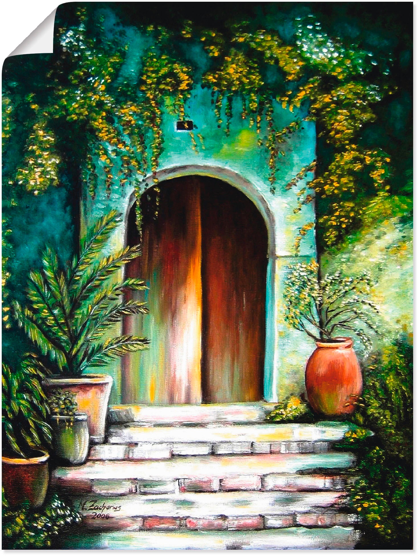 Artland Wandbild »Mediterranes Gartenparadies«, Fenster & Türen, (1 St.), als Alubild, Outdoorbild, Leinwandbild, Poster, Wandaufkleber