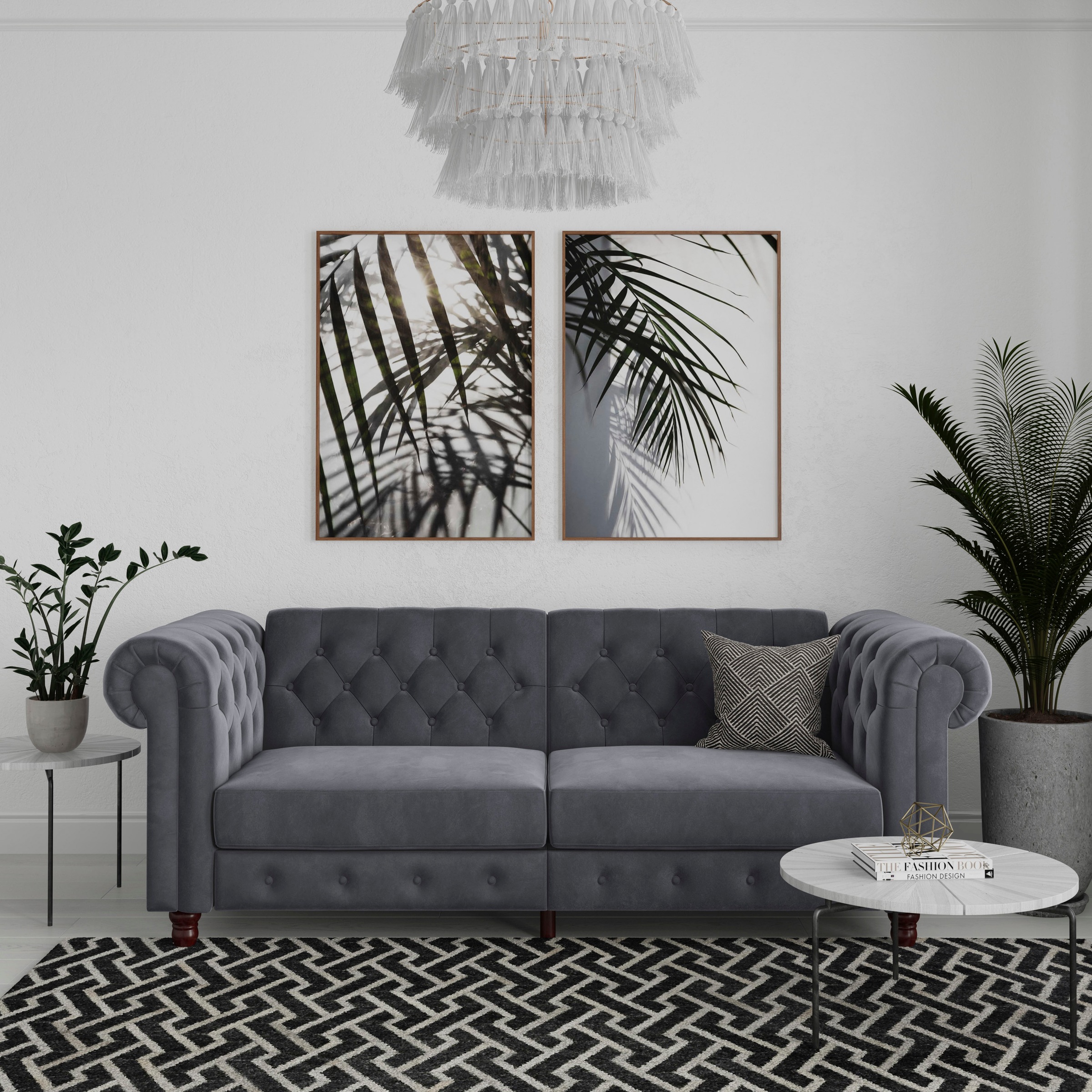 Dorel Home 3-Sitzer »Felix, Schlafsofa 236 cm, (Liegefläche 108x190cm), Rückenlehne«, 3-fach verstellbar, Velours, Kunstleder, Luxus-Microfaser Vintage