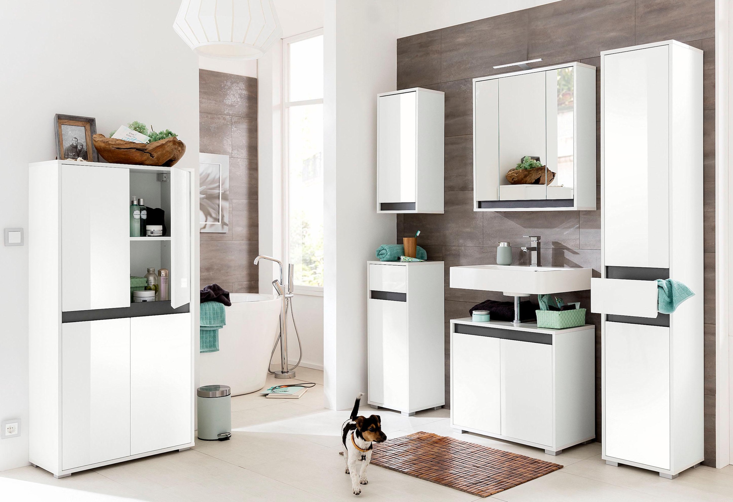 welltime Waschbeckenunterschrank »Siena«, Waschtisch mit einem Fach und Wechselblende - Masse (B/T/H) 67/37/60 cm