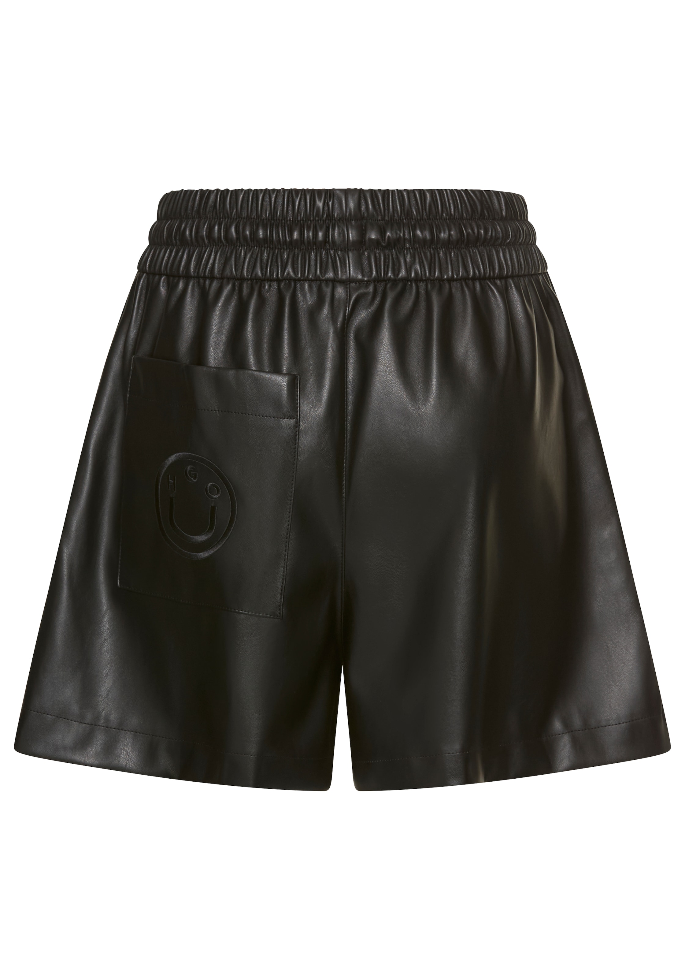 HUGO Blue Shorts »Henuka«, Lederimitat, mit Logostickerei