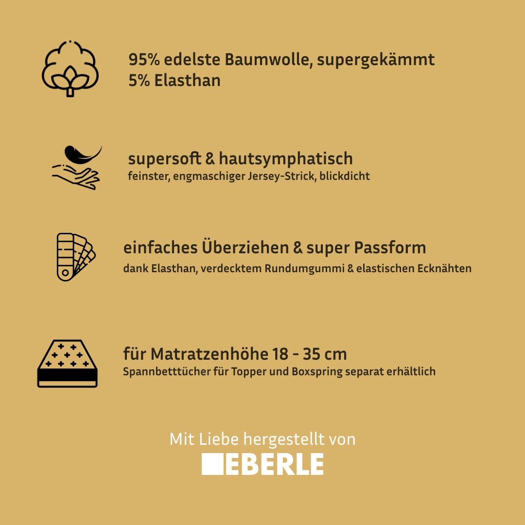 bellana Spannbettlaken "bellana deluxe mit Elasthan, Jersey 230 g/m², Premium-Qualität" mit 5% Elasthan, für Matratzen bis 35cm Höhe, bügelfrei, faltenfrei