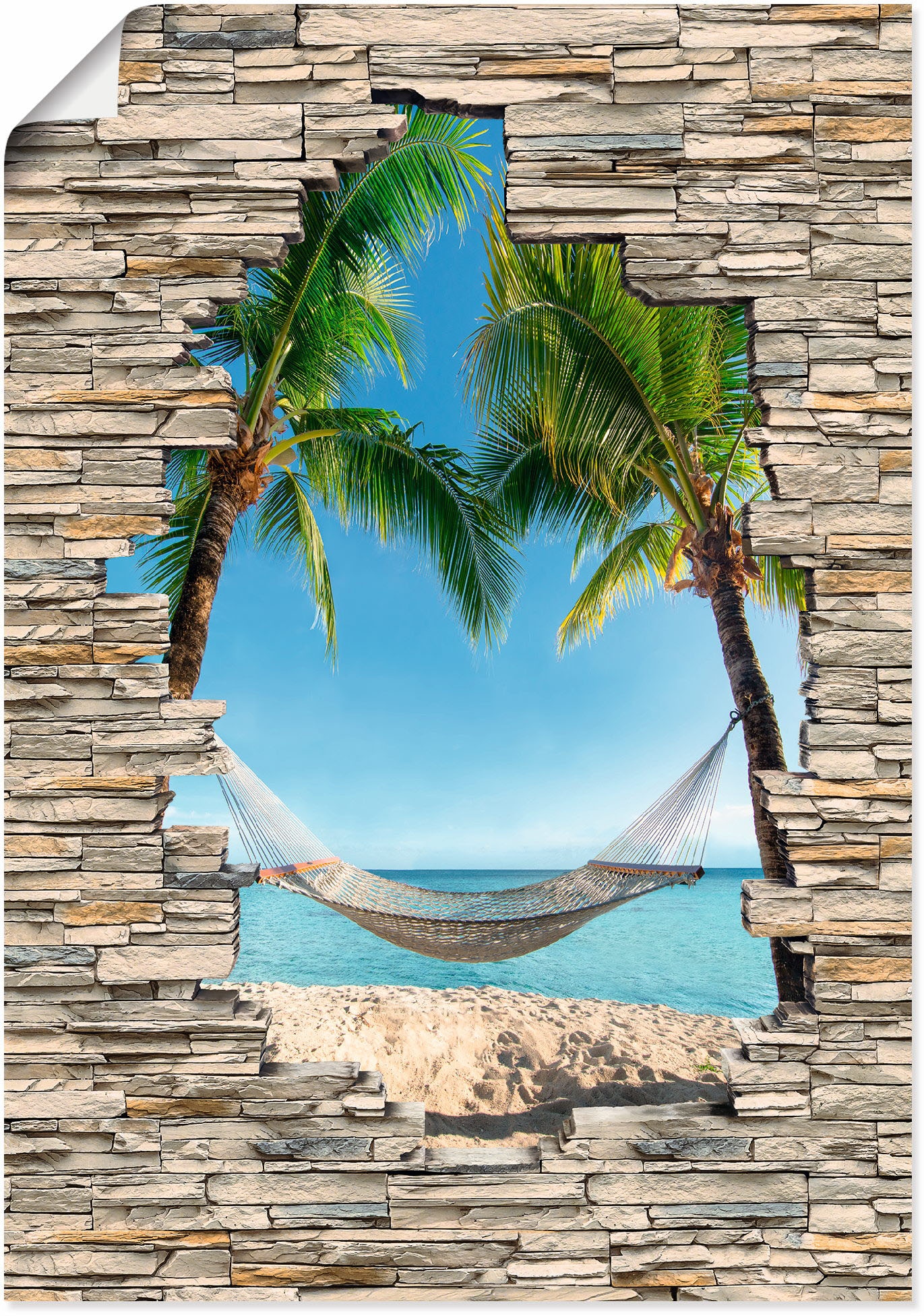 Artland Wandbild »Palmenstrand Karibik Hängematte Stein«, Karibikbilder, (1  St.), als Alubild, Leinwandbild, Wandaufkleber oder Poster in versch.  Grössen online kaufen | Jelmoli-Versand | Poster