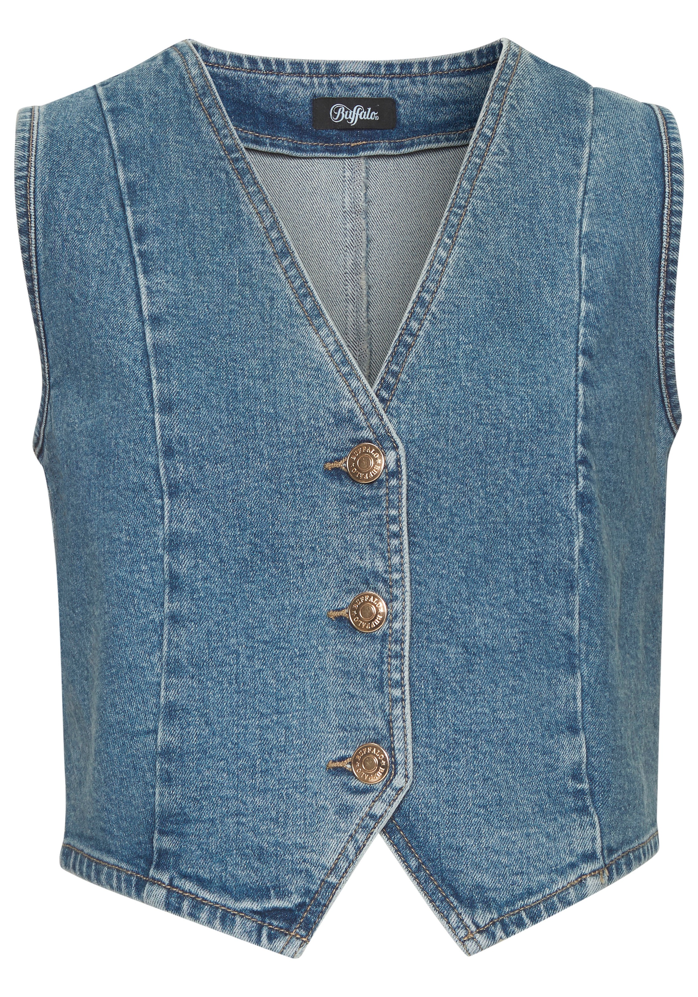 Buffalo Jeansweste "in modisch verkürzter Länge" figurbetonende Passform, Denim Tanktop, Layering, feminin